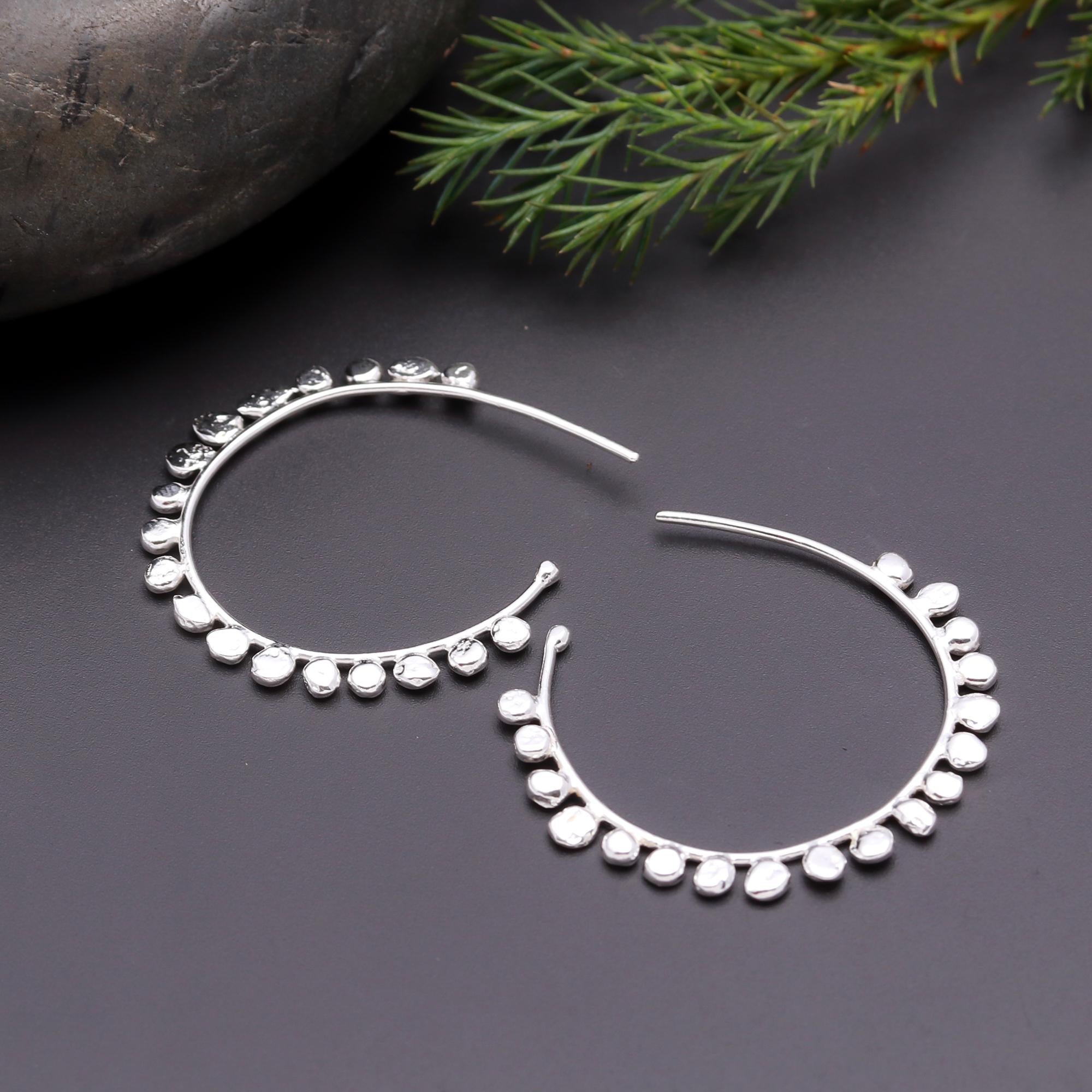 925 Silver Dot Hoop Earrings