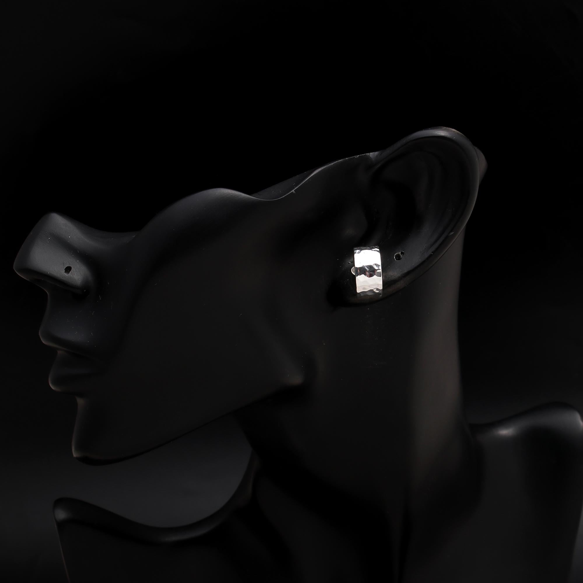 925 Silver Textured Half Hoop Stud Earrings