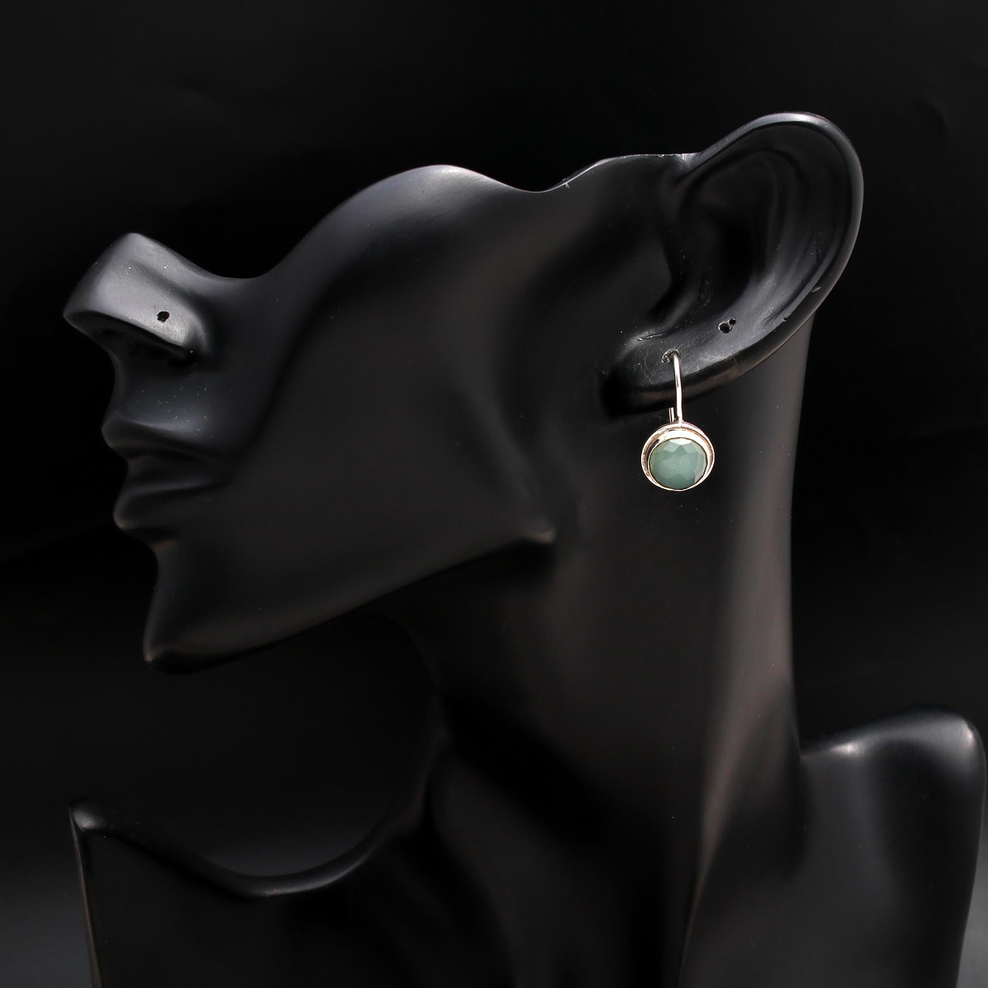 925 Silver Green Chalcedony Dangle Earrings