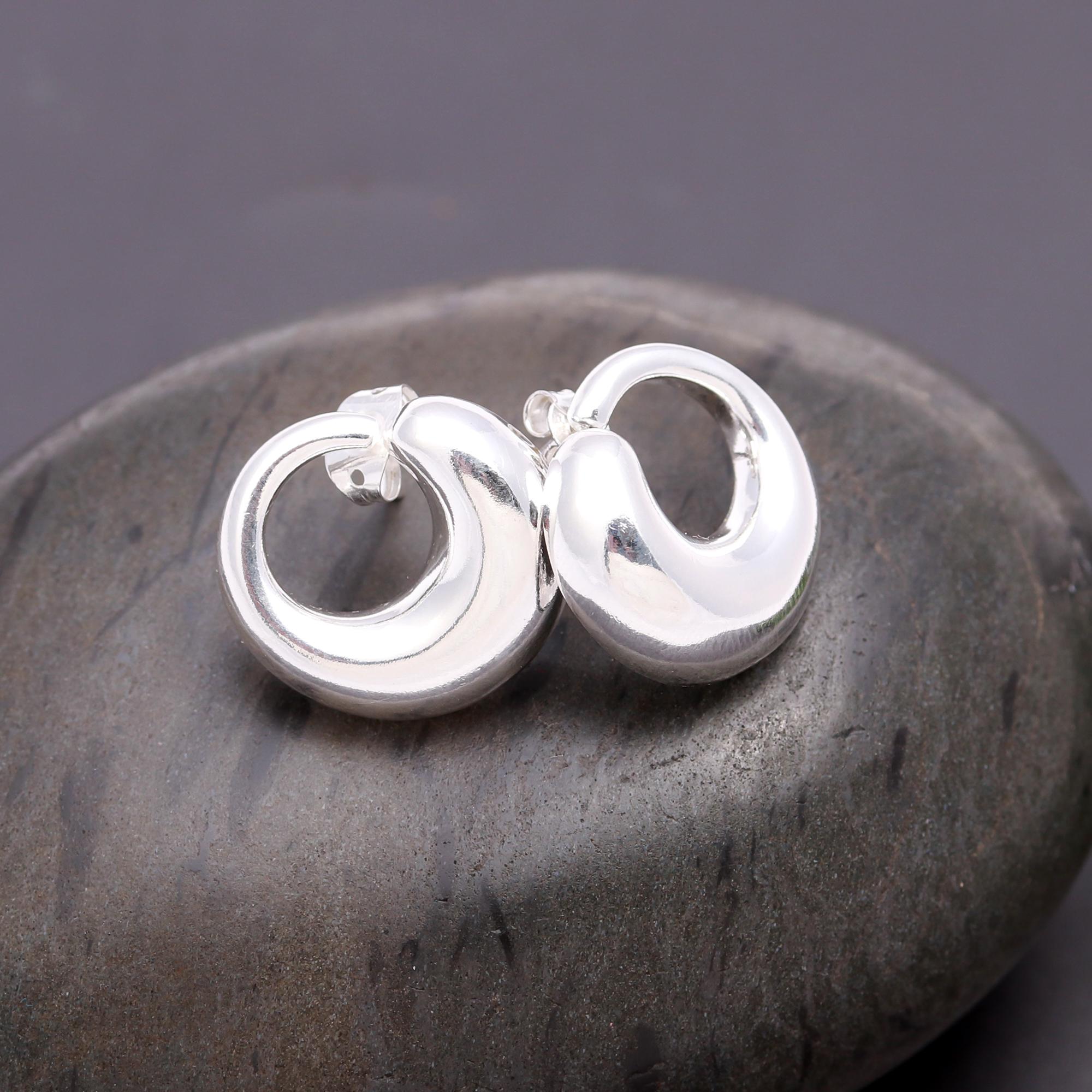 925 Silver Bold Round Hoop Earrings