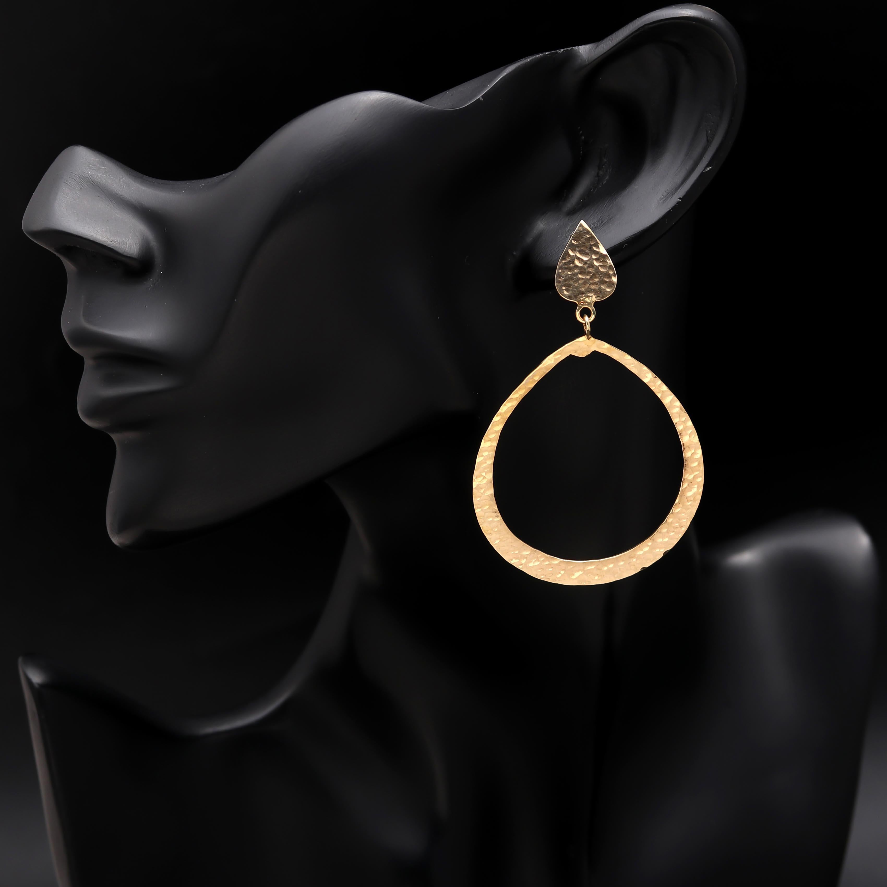 The Golden Ripple: Hammered Organic Hoop Earrings