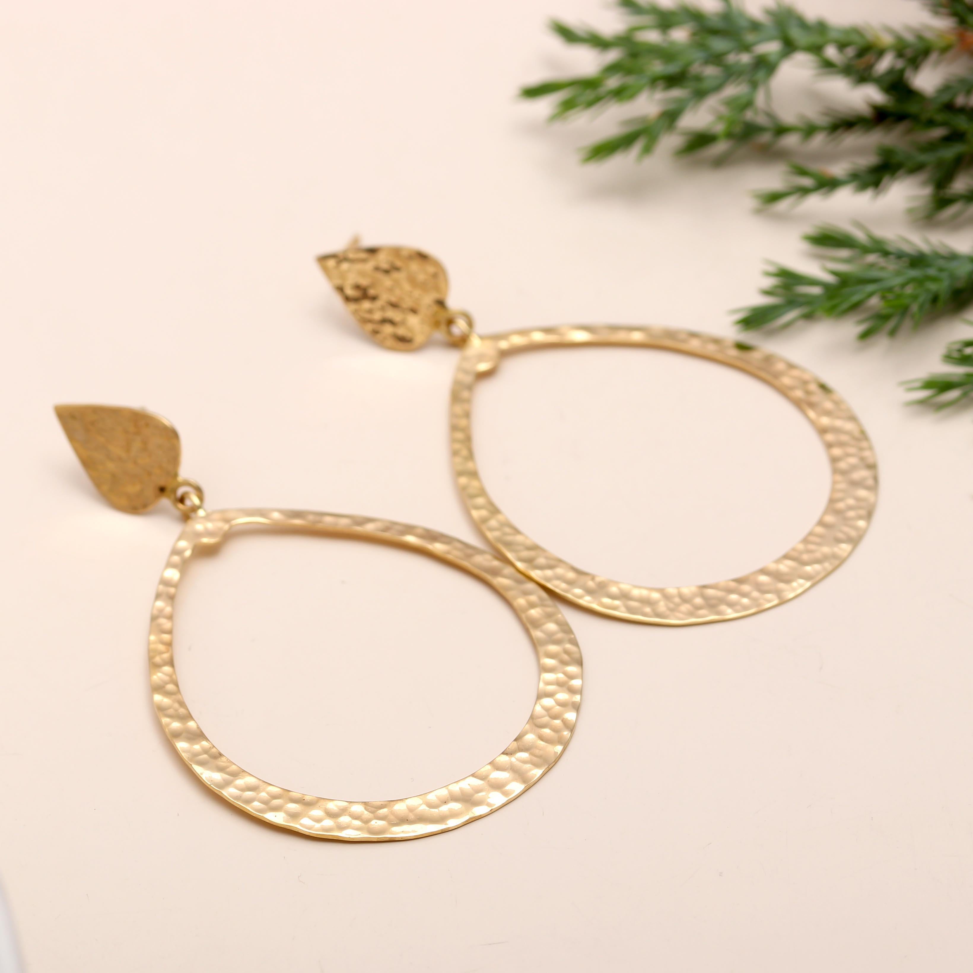 The Golden Ripple: Hammered Organic Hoop Earrings