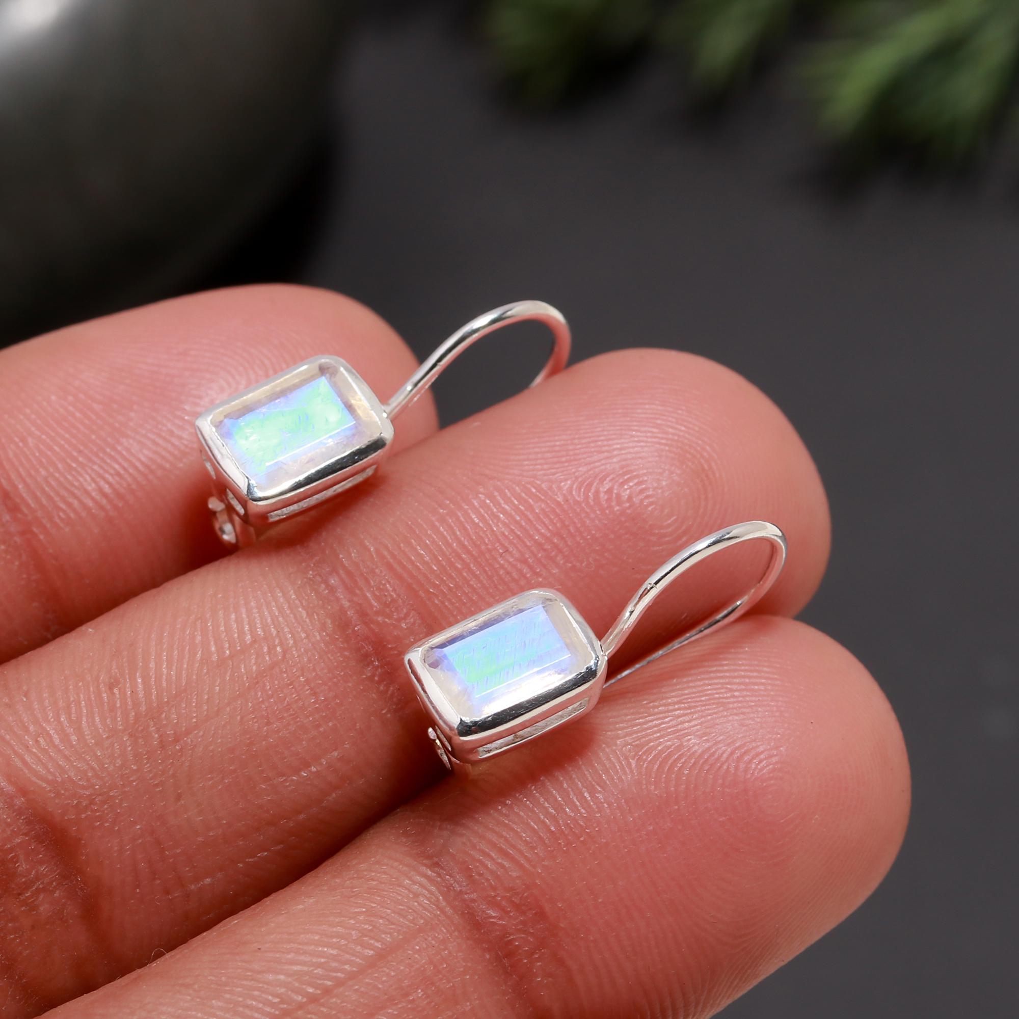 925 Silver Moonstone Dangle Earrings