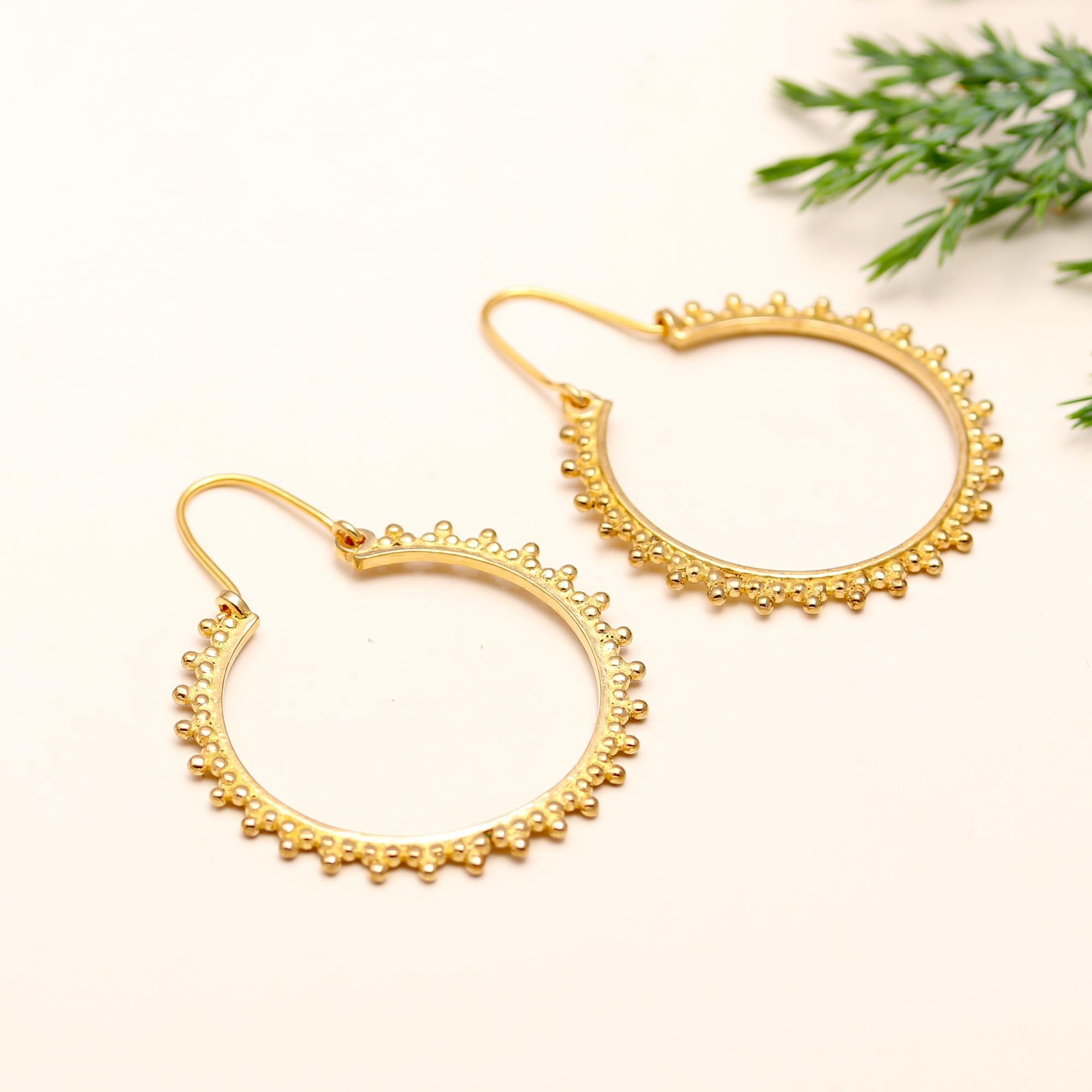 The Golden Halo: Granulated Beaded Hoop Earrings