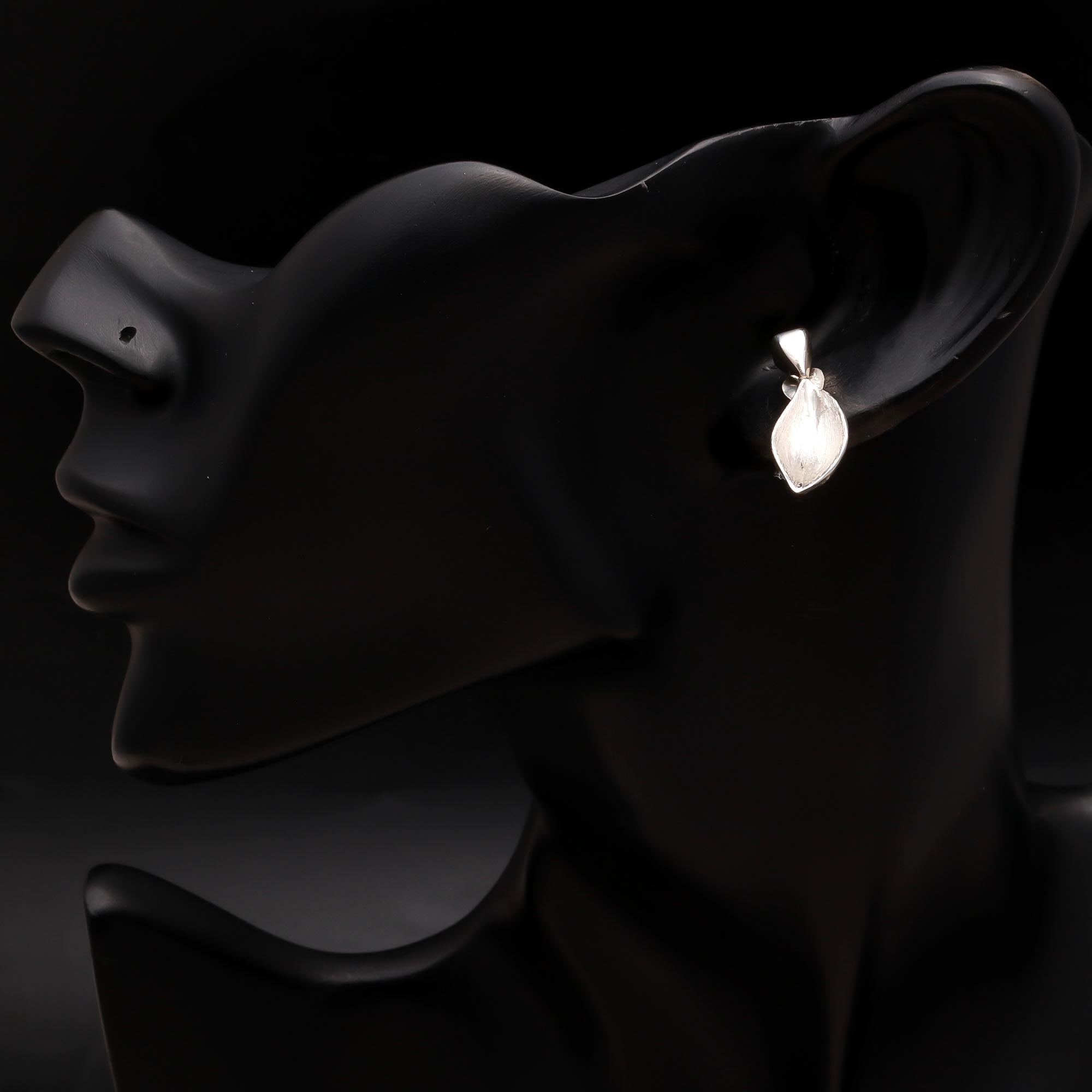 925 Silver Textured Leaf Stud Earrings