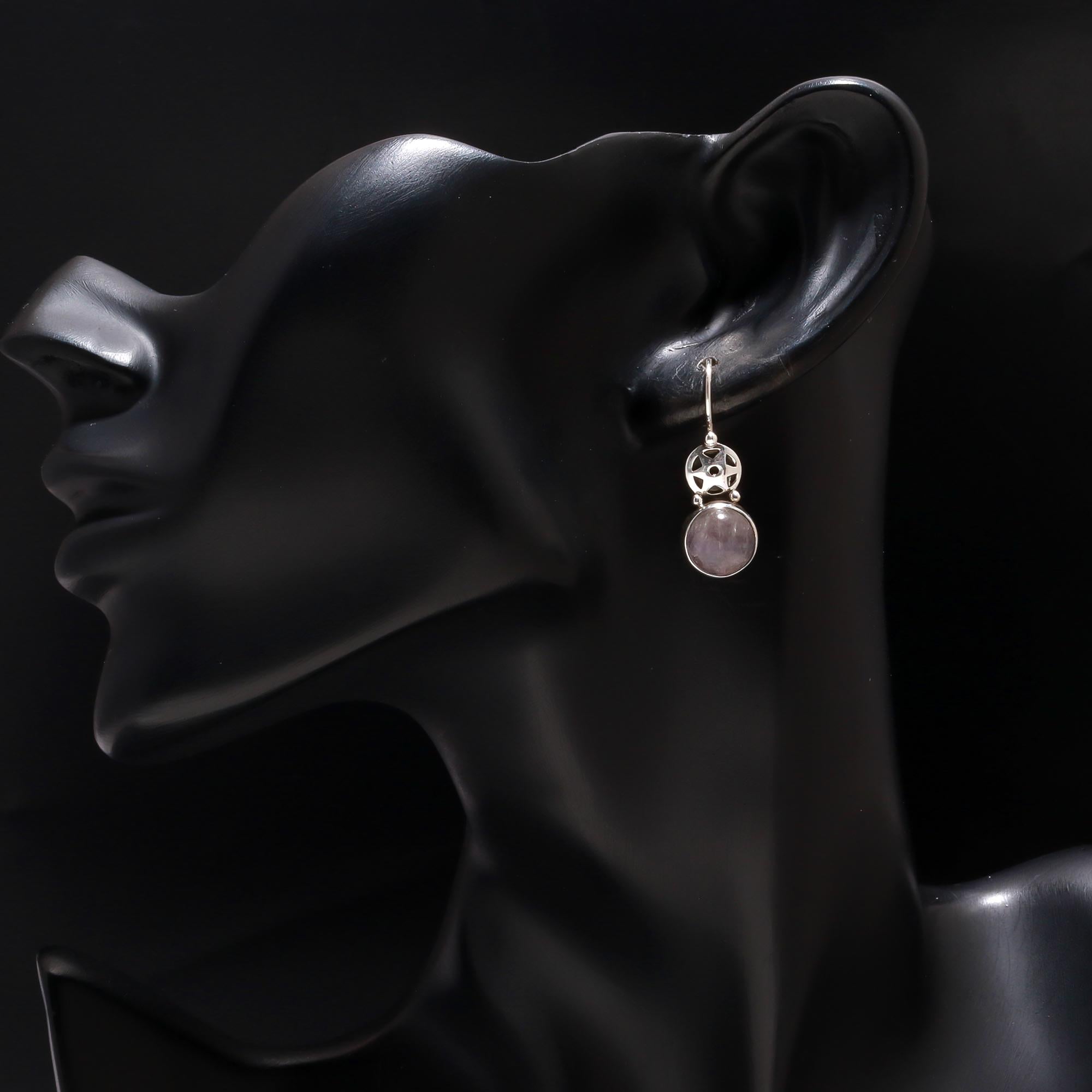 925 Silver Round Fluorite Dangle Earrings