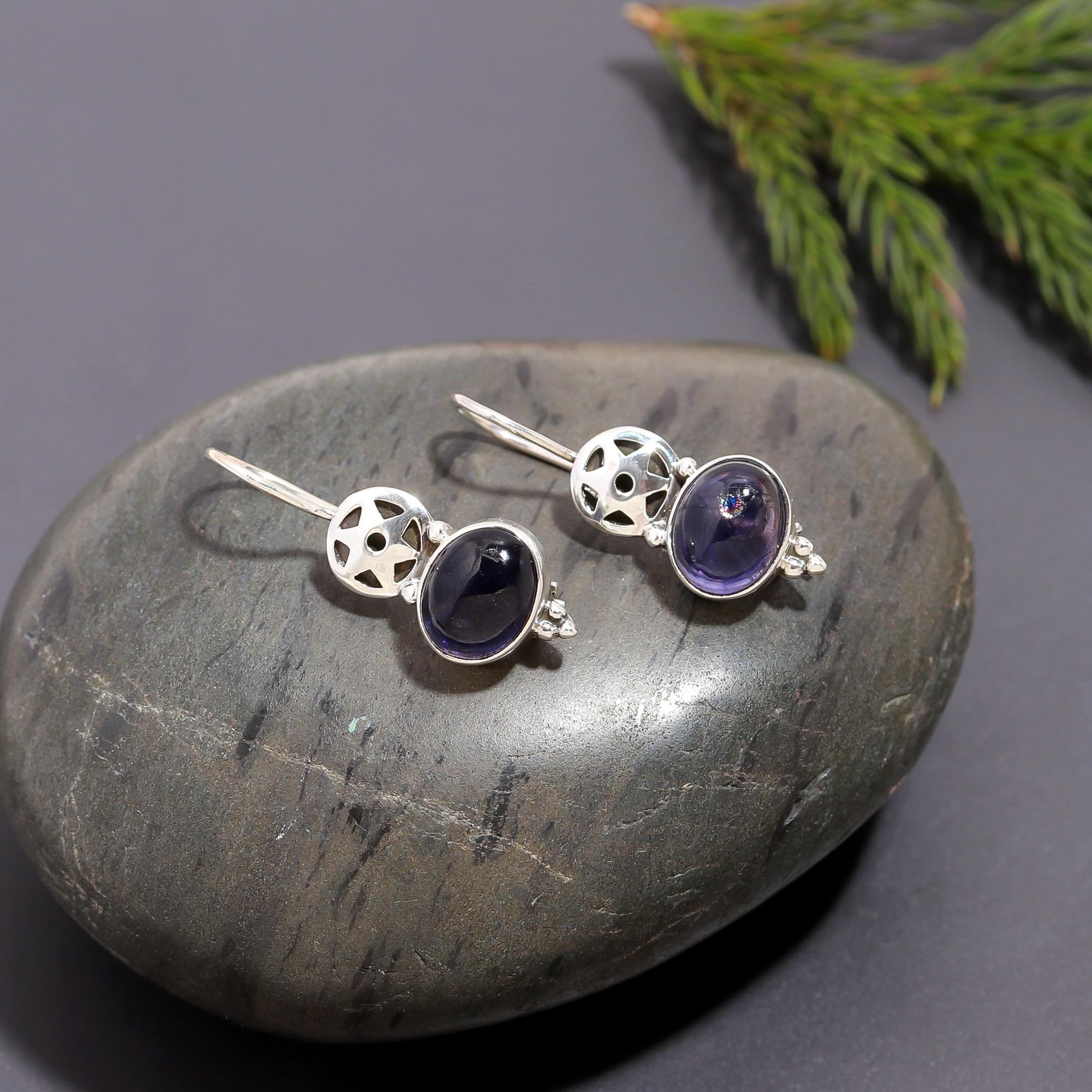 925 Silver Amethyst Filigree Dangle Earrings