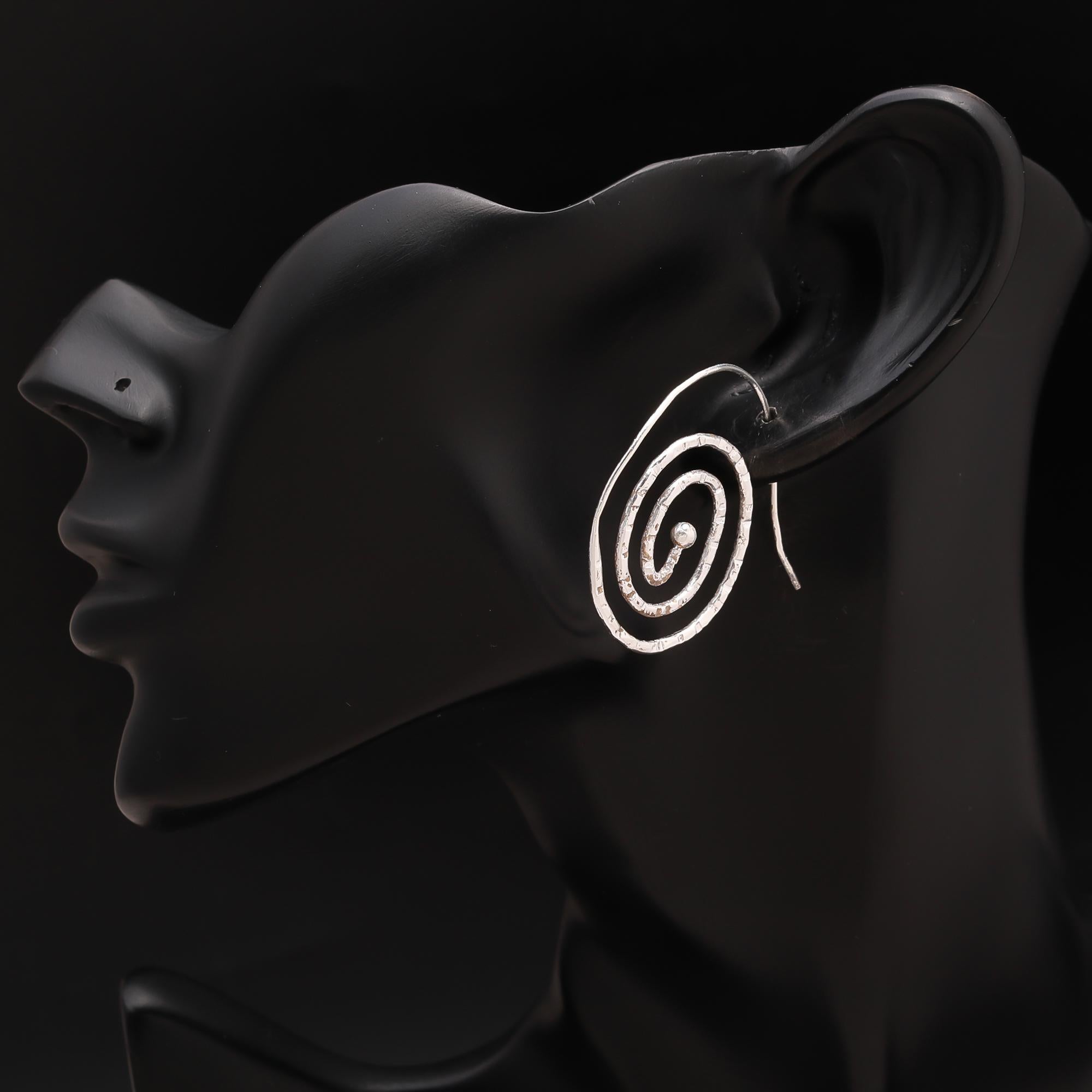 925 Silver Spiral Wire Dangle Earrings