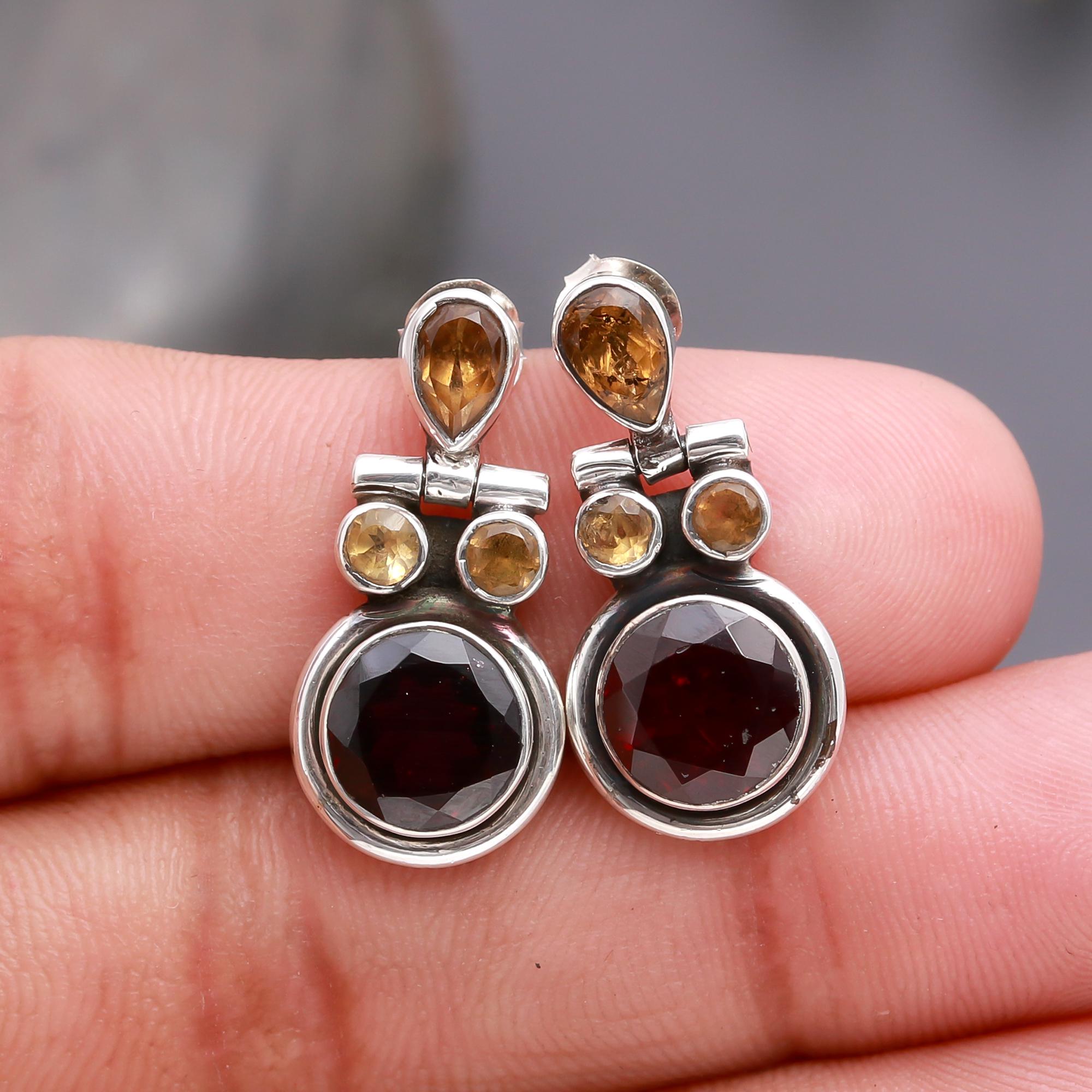 925 Silver Multi-Stone Drop Earrings