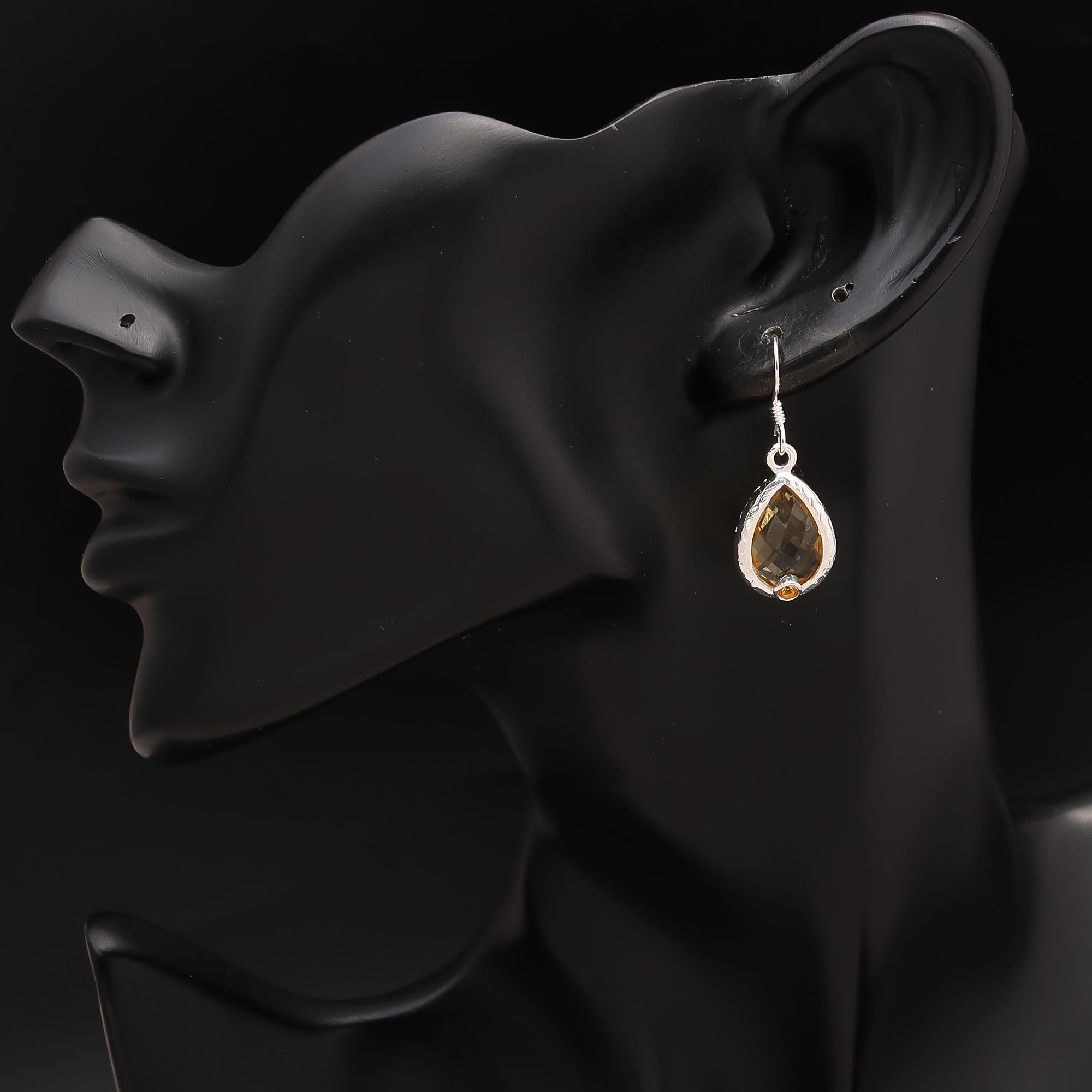 925 Silver Citrine Dangle Earrings
