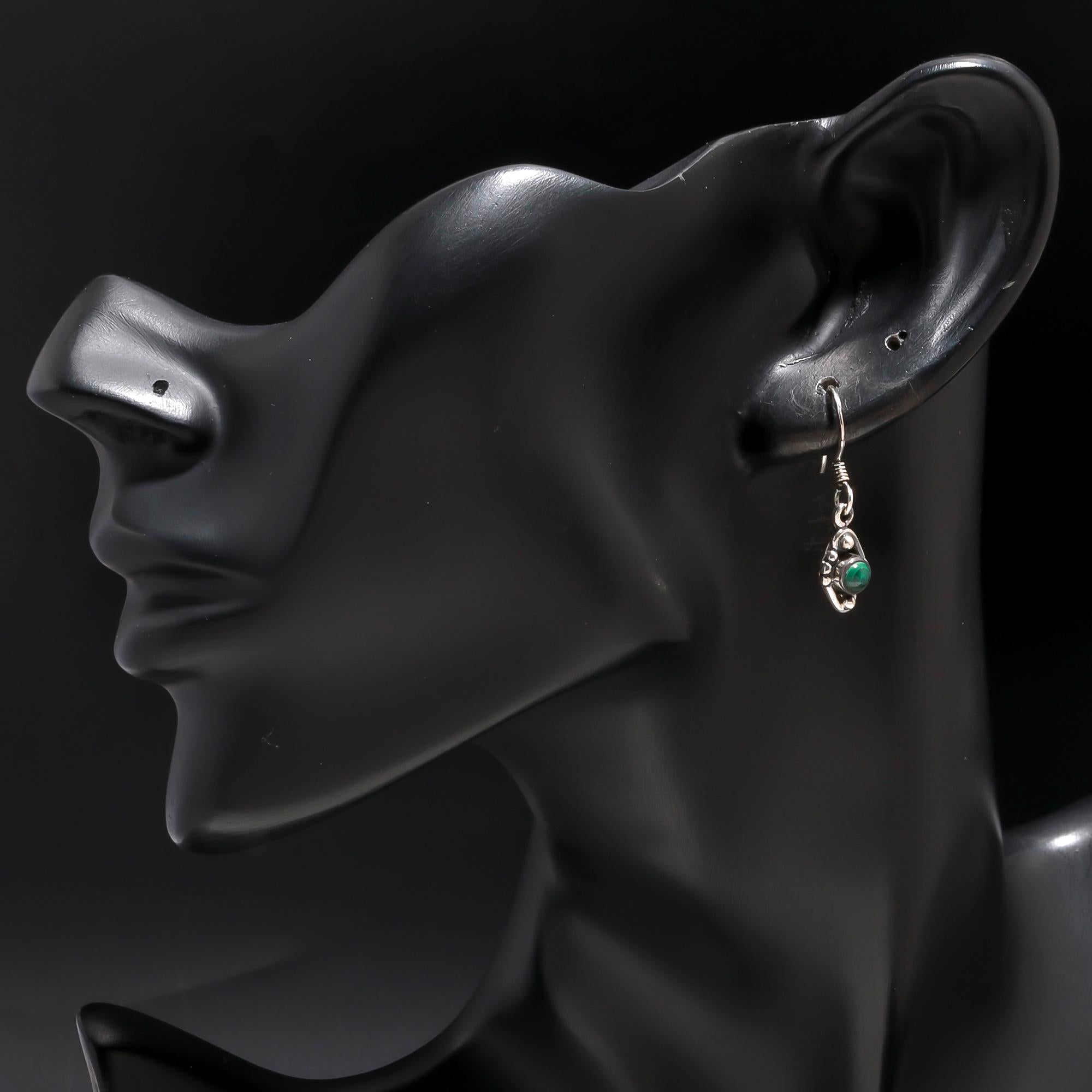 925 Silver Malachite Dangle Earrings