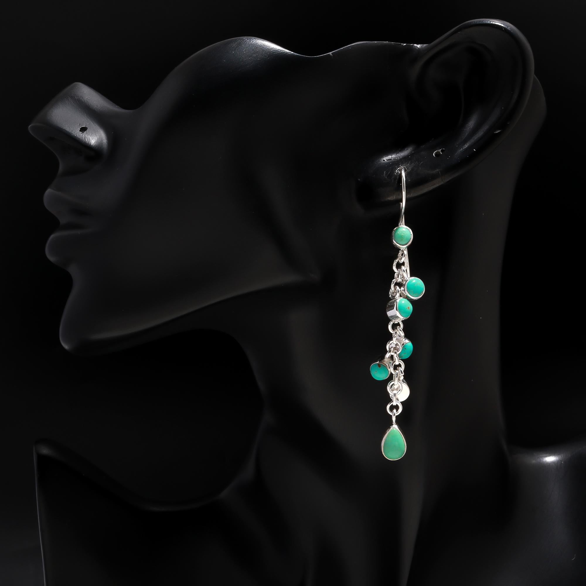 925 Silver Multi Turquoise Dangle Earrings