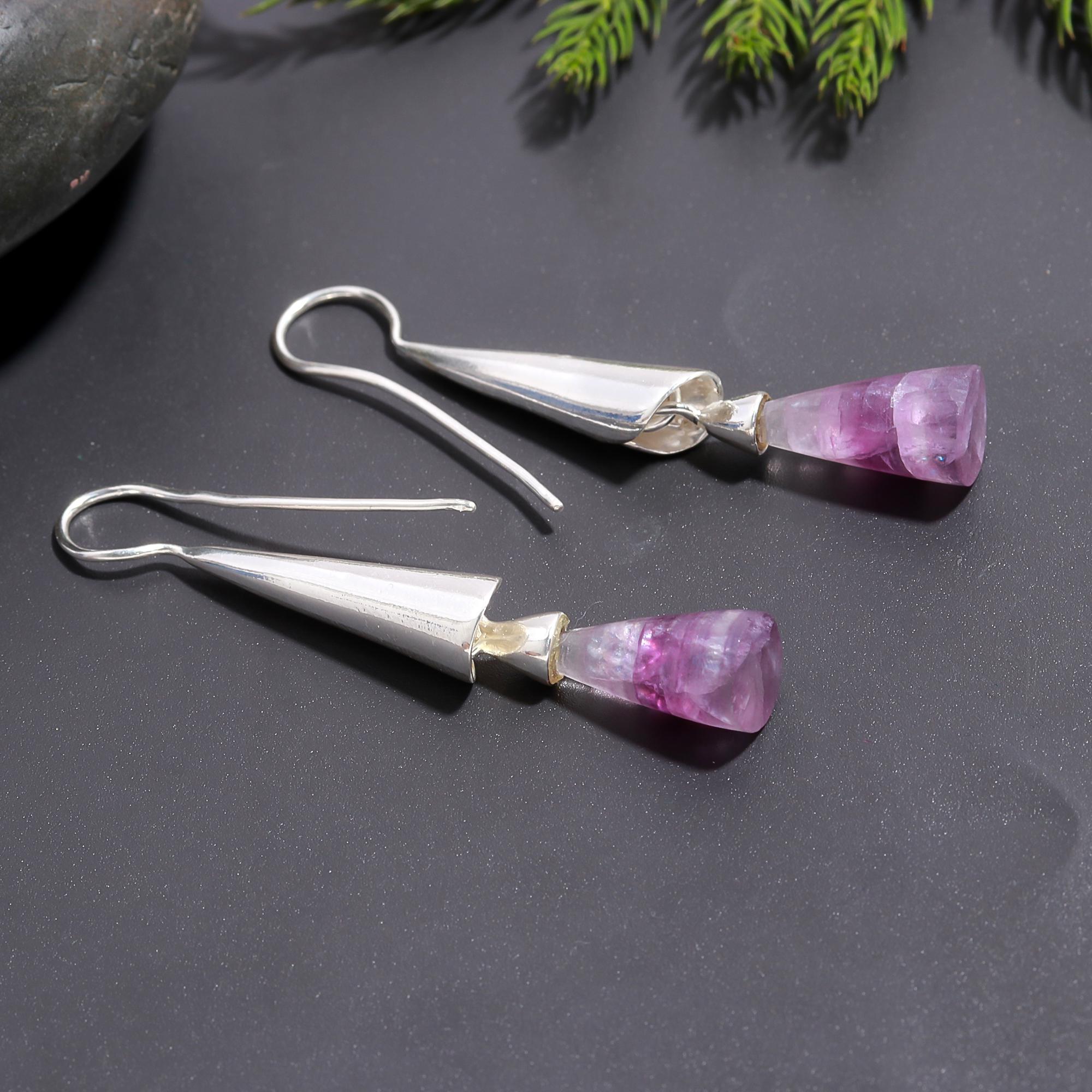 925 Silver Amethyst Dangle Earrings