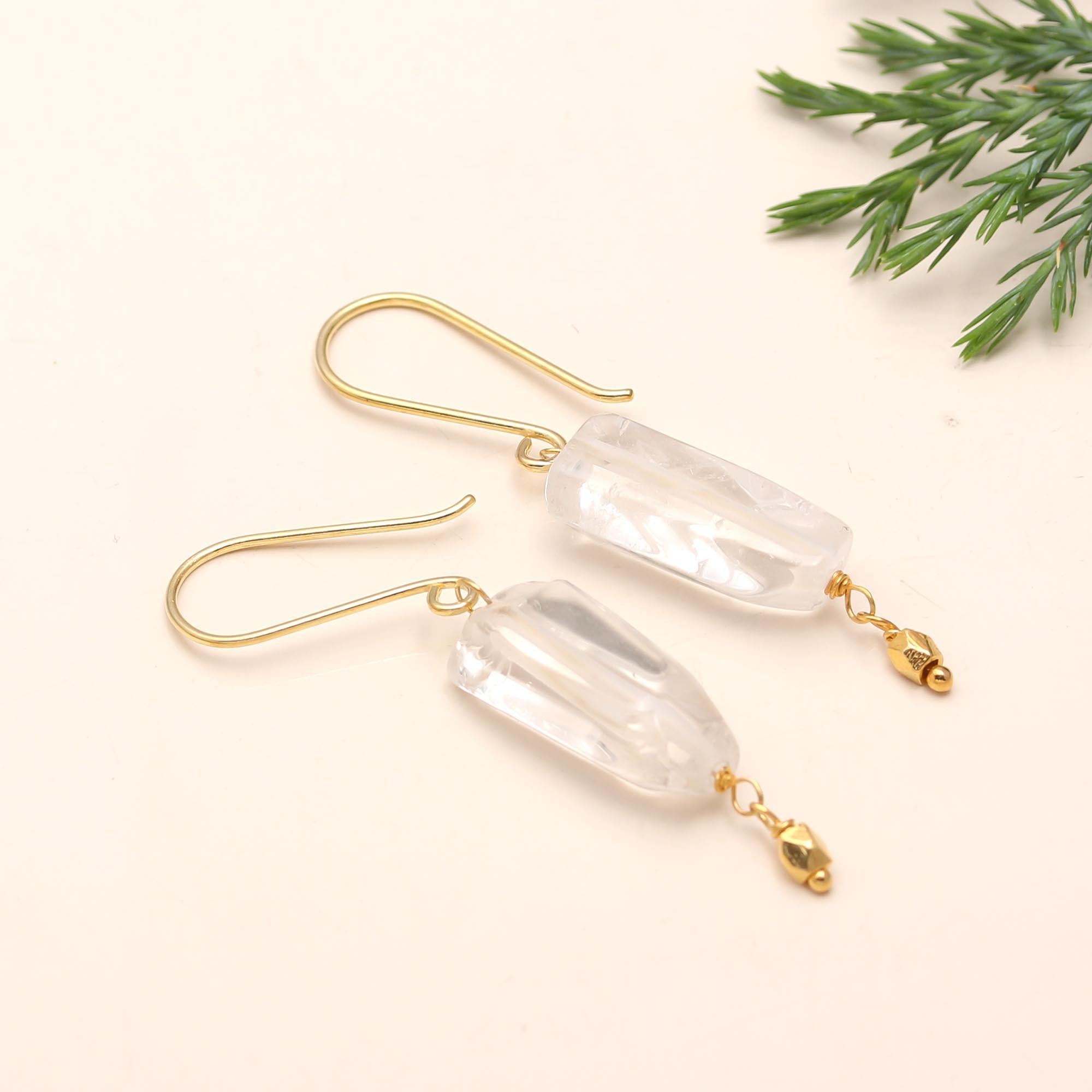 925 Silver Crystal Quartz Dangle Earrings