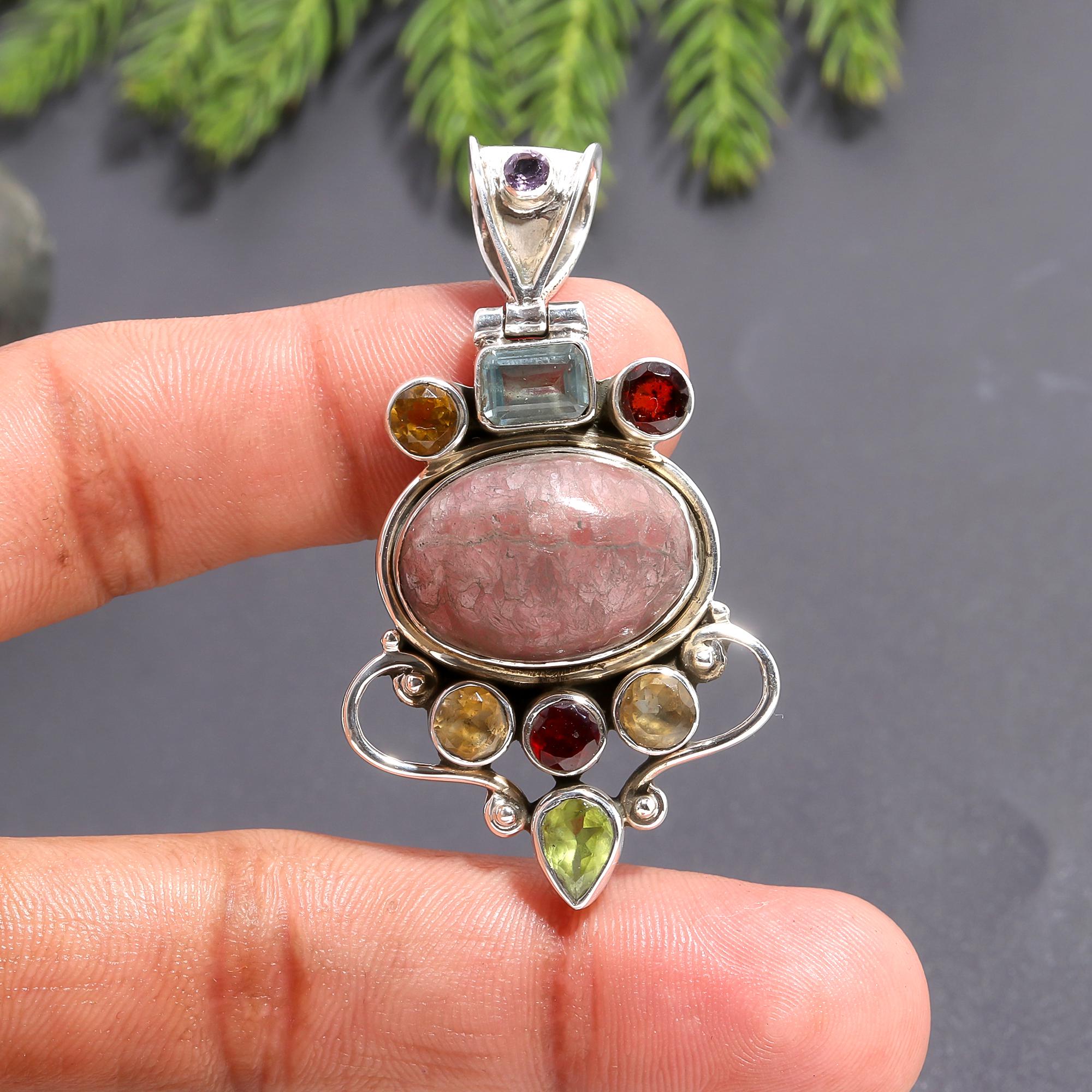 925 Silver Multi Gemstone Pendant
