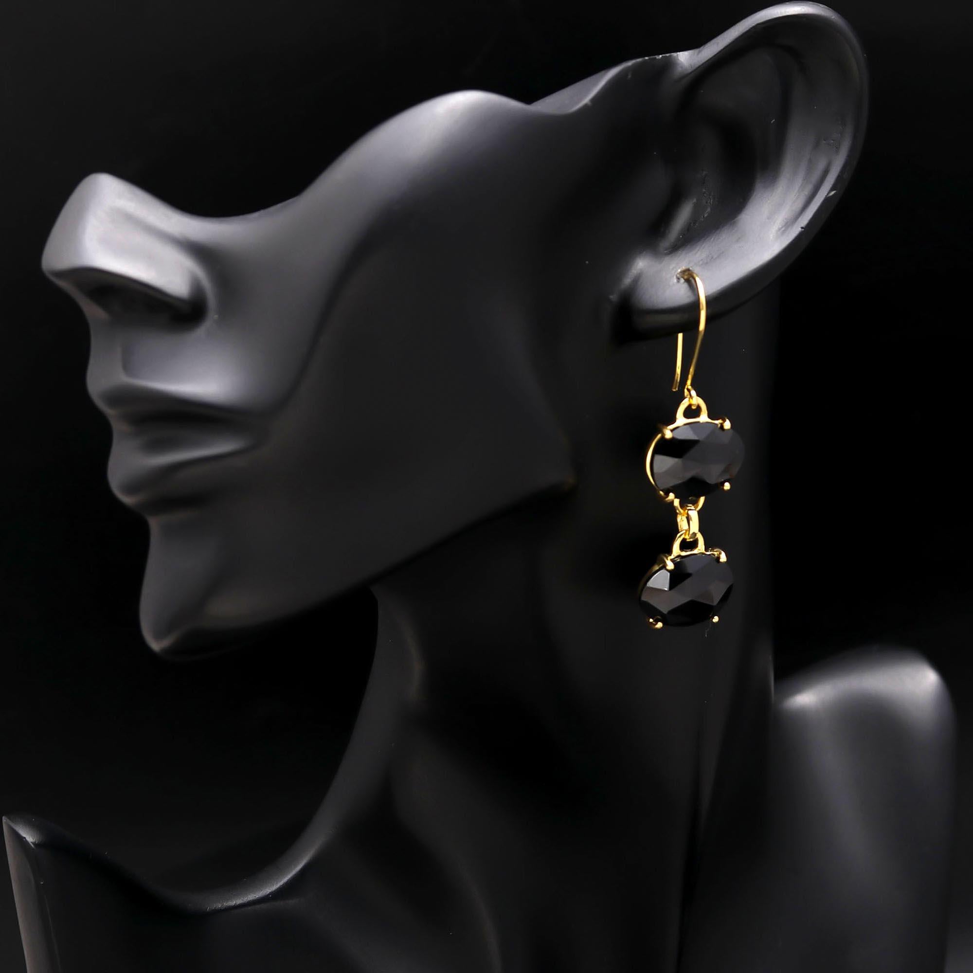 The Midnight Dual: Gold Vermeil & Black Onyx Drop Earrings