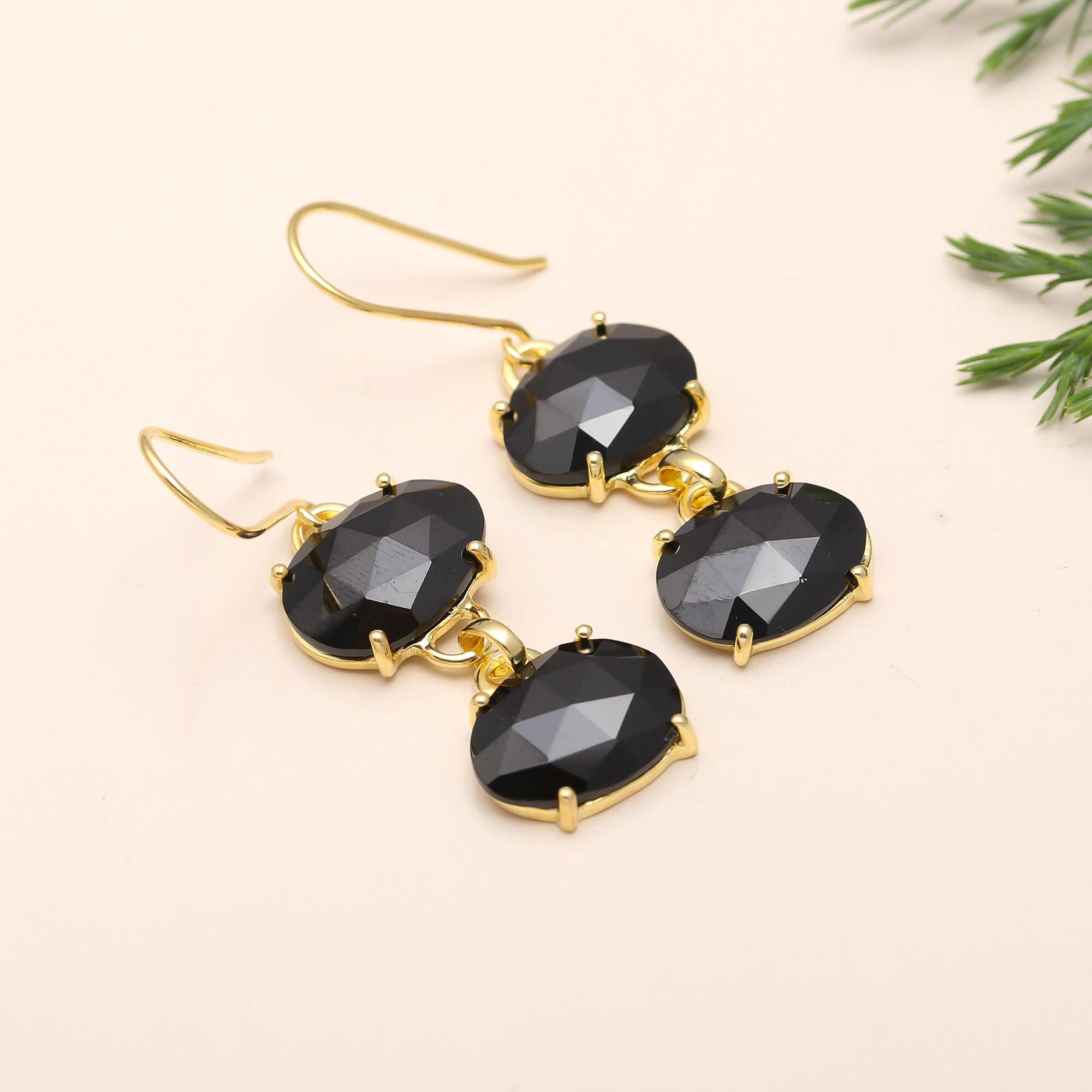 The Midnight Dual: Gold Vermeil & Black Onyx Drop Earrings