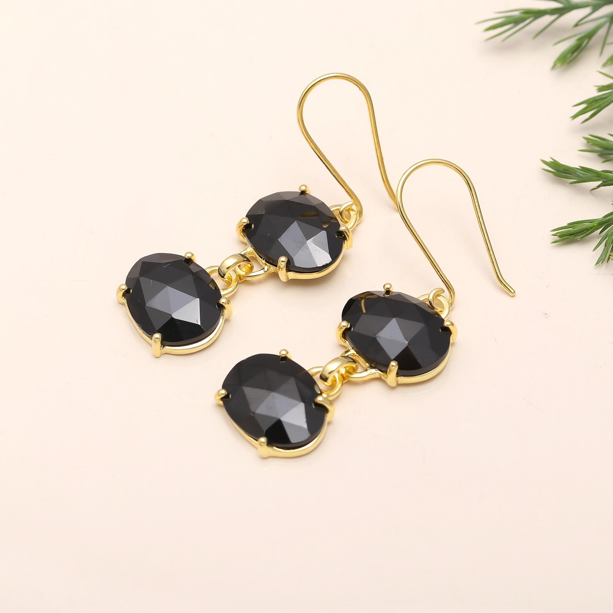 The Midnight Dual: Gold Vermeil & Black Onyx Drop Earrings