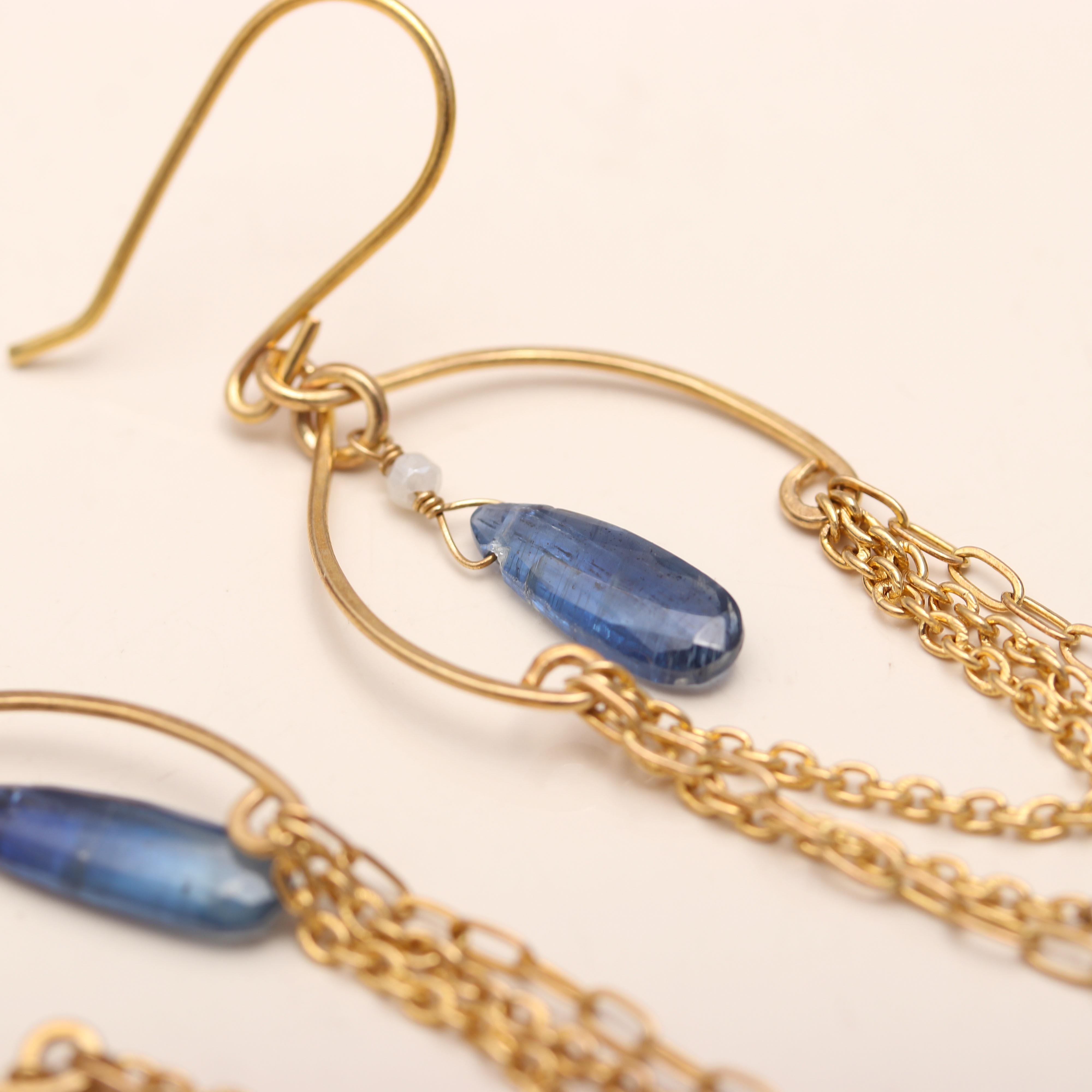 The Celestial Azure: Kyanite & Chain Drop Earrings