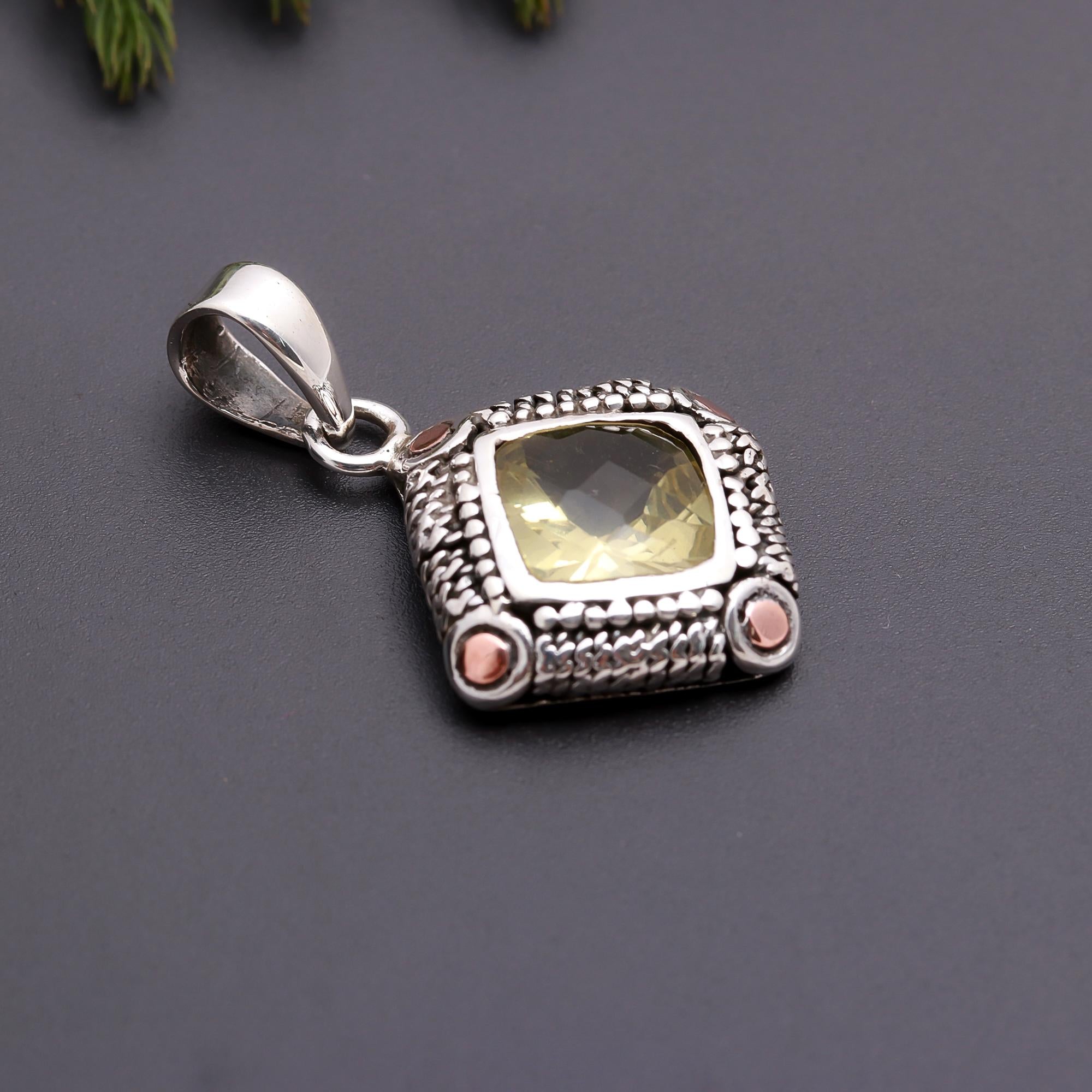 925 Silver Lemon Quartz Pendant