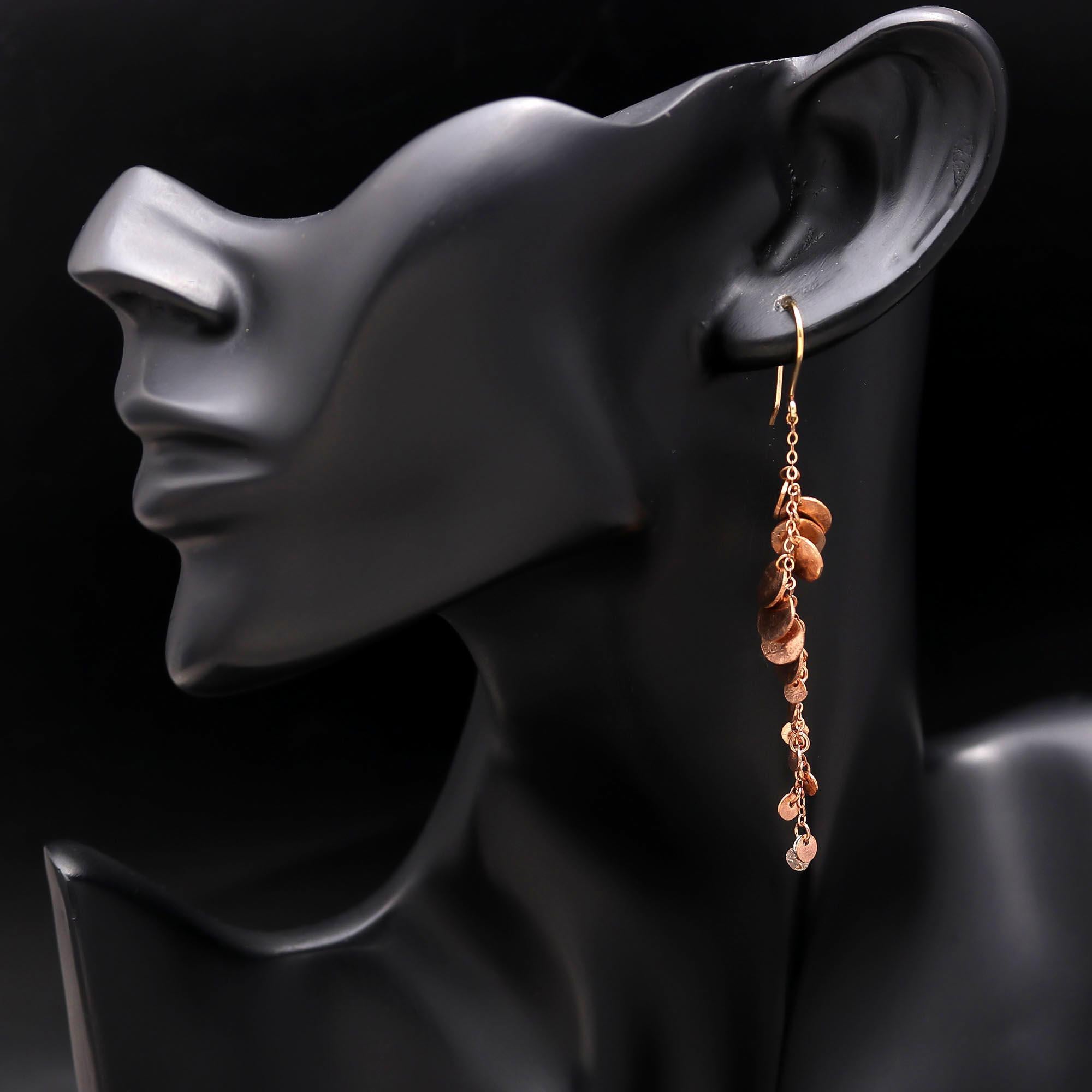The Gilded Coin Cascade: Gold Disc Chain Earrings
