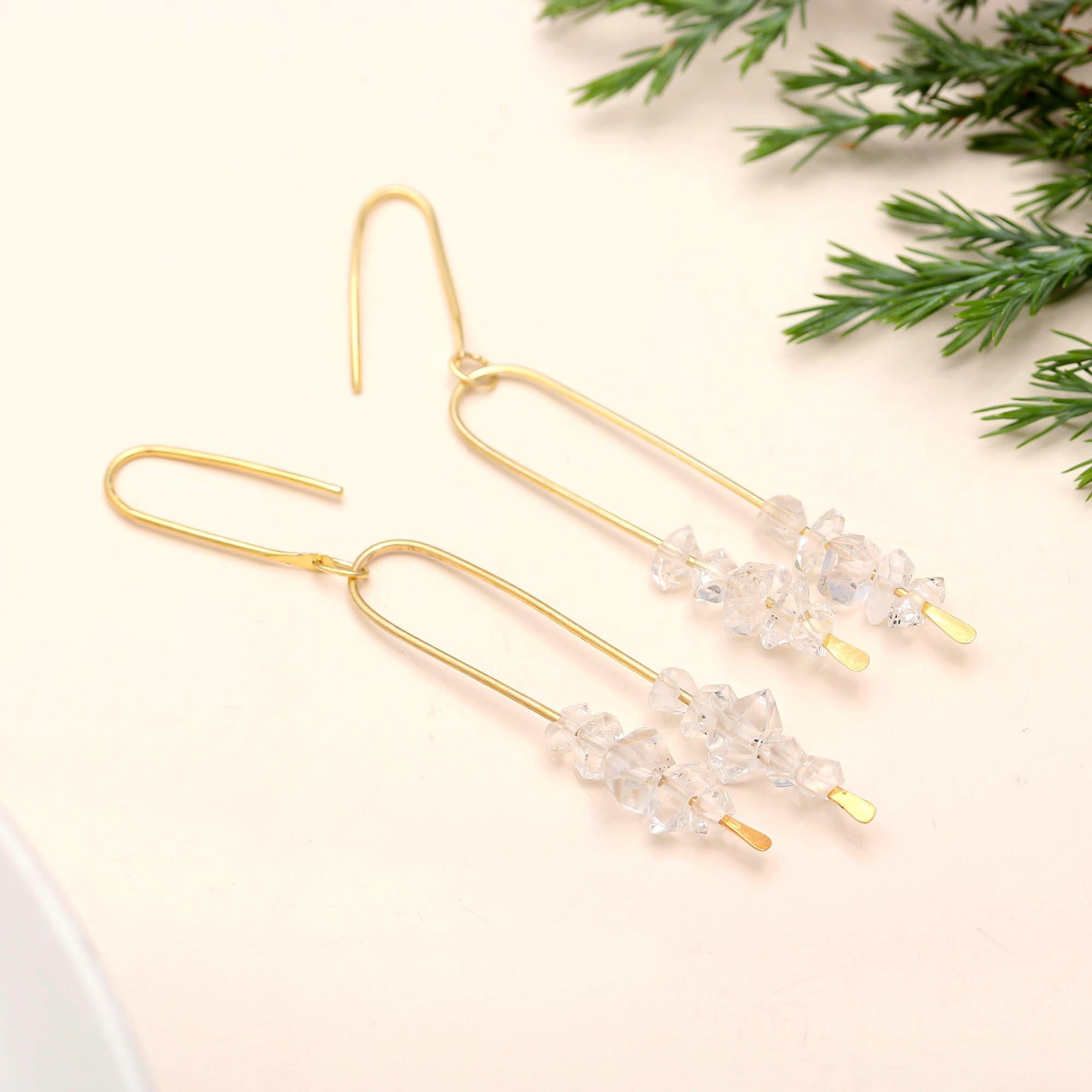 The Crystal Archway: Quartz Cluster Drop Earrings