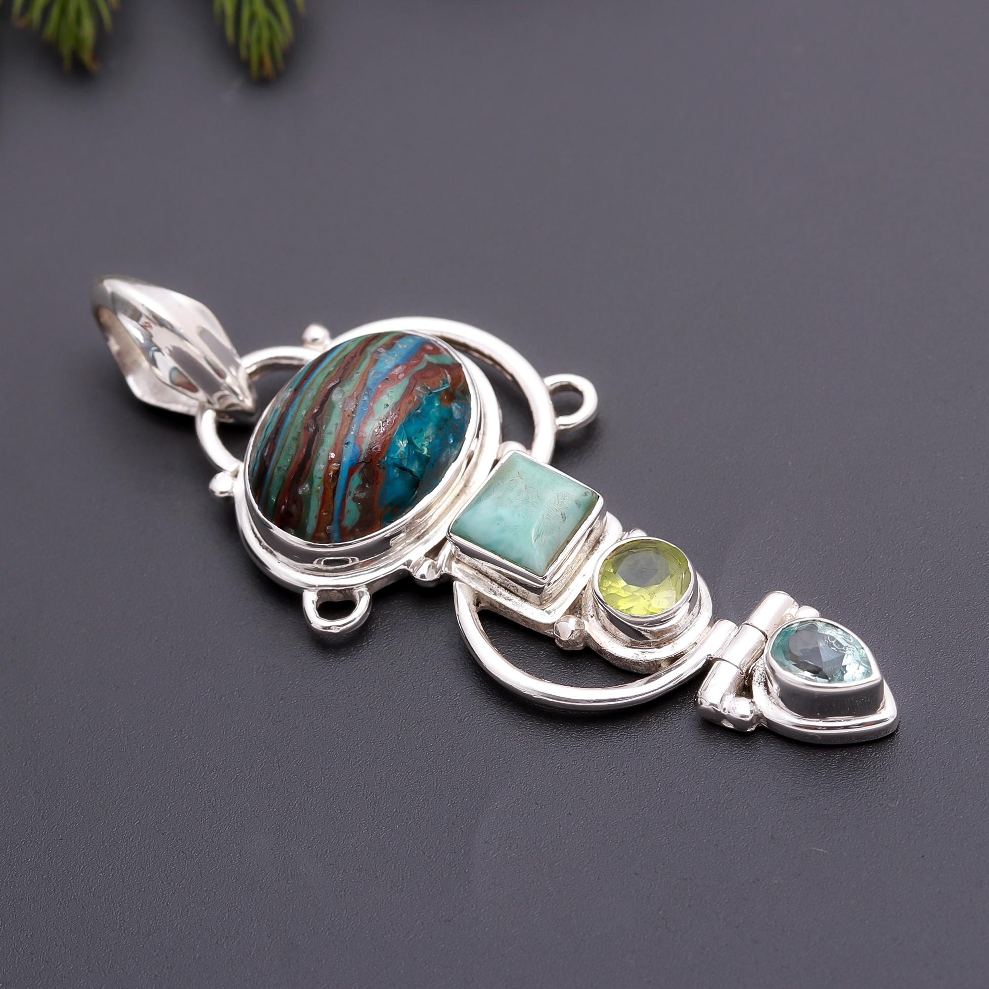 925 Silver Multi-Stones Pendant