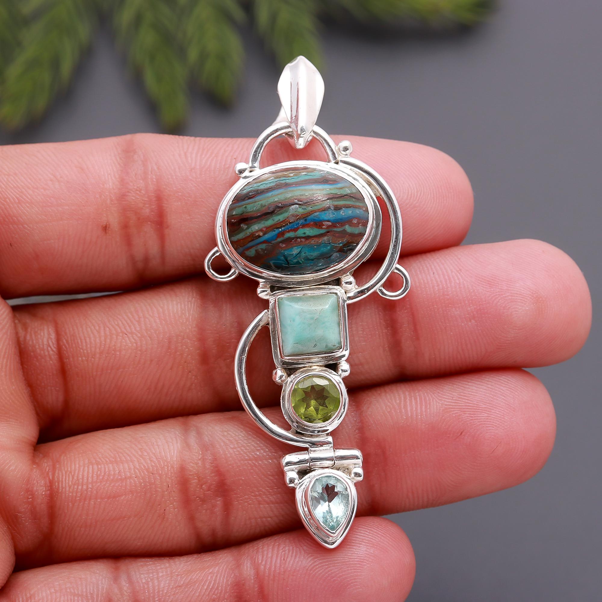 925 Silver Multi-Stones Pendant
