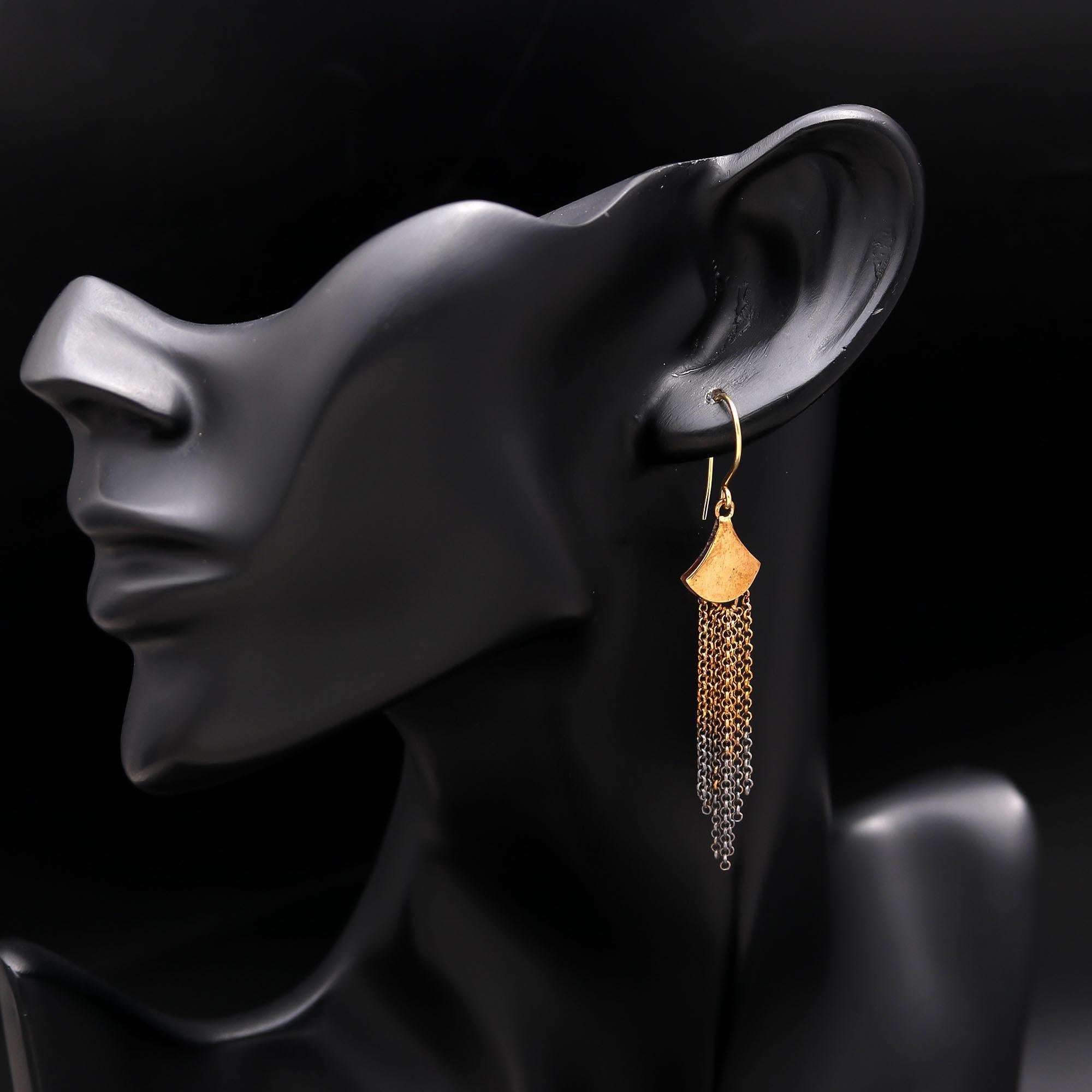 Two-Tone Dangle Chain Earrings