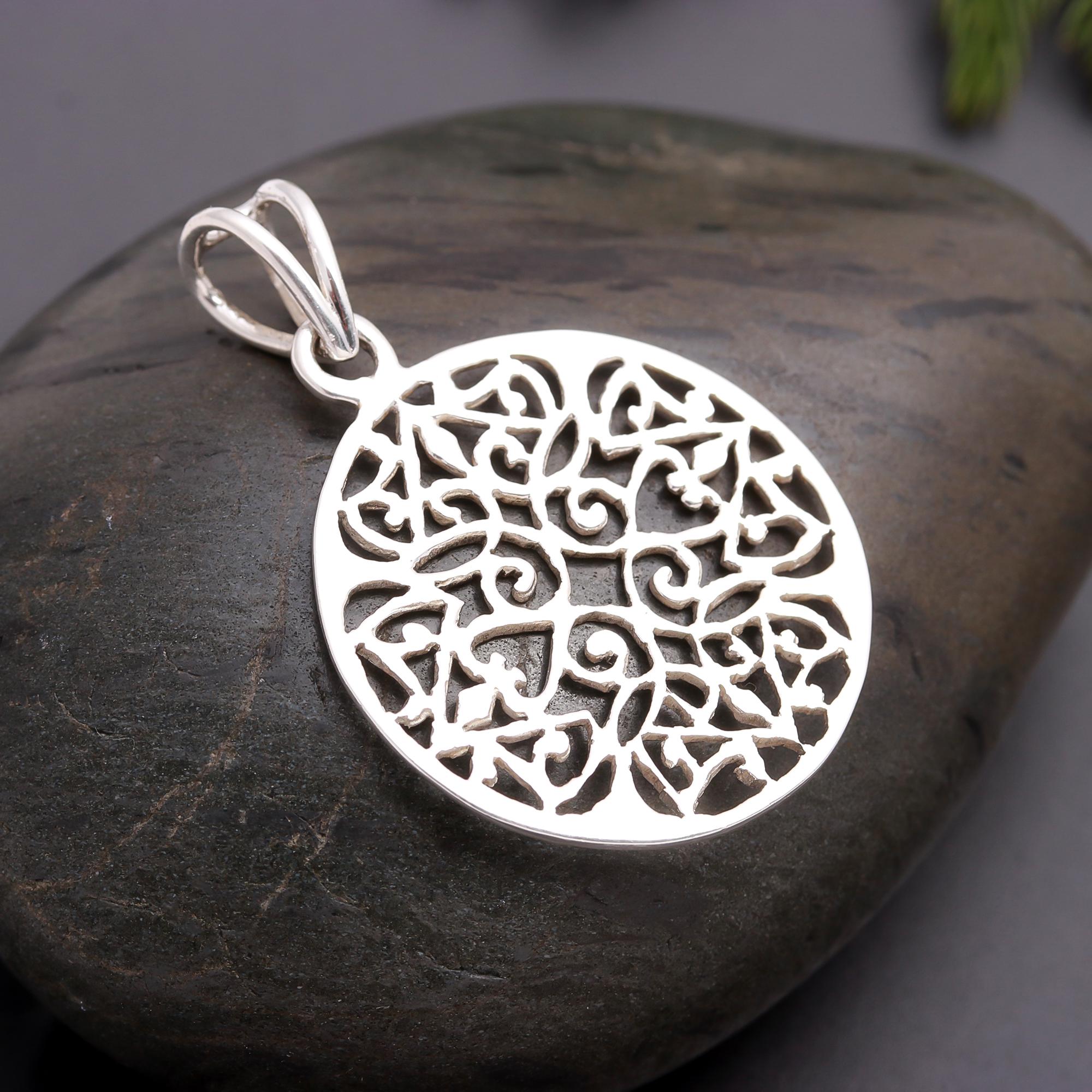 925 Silver Round Filigree Pendant