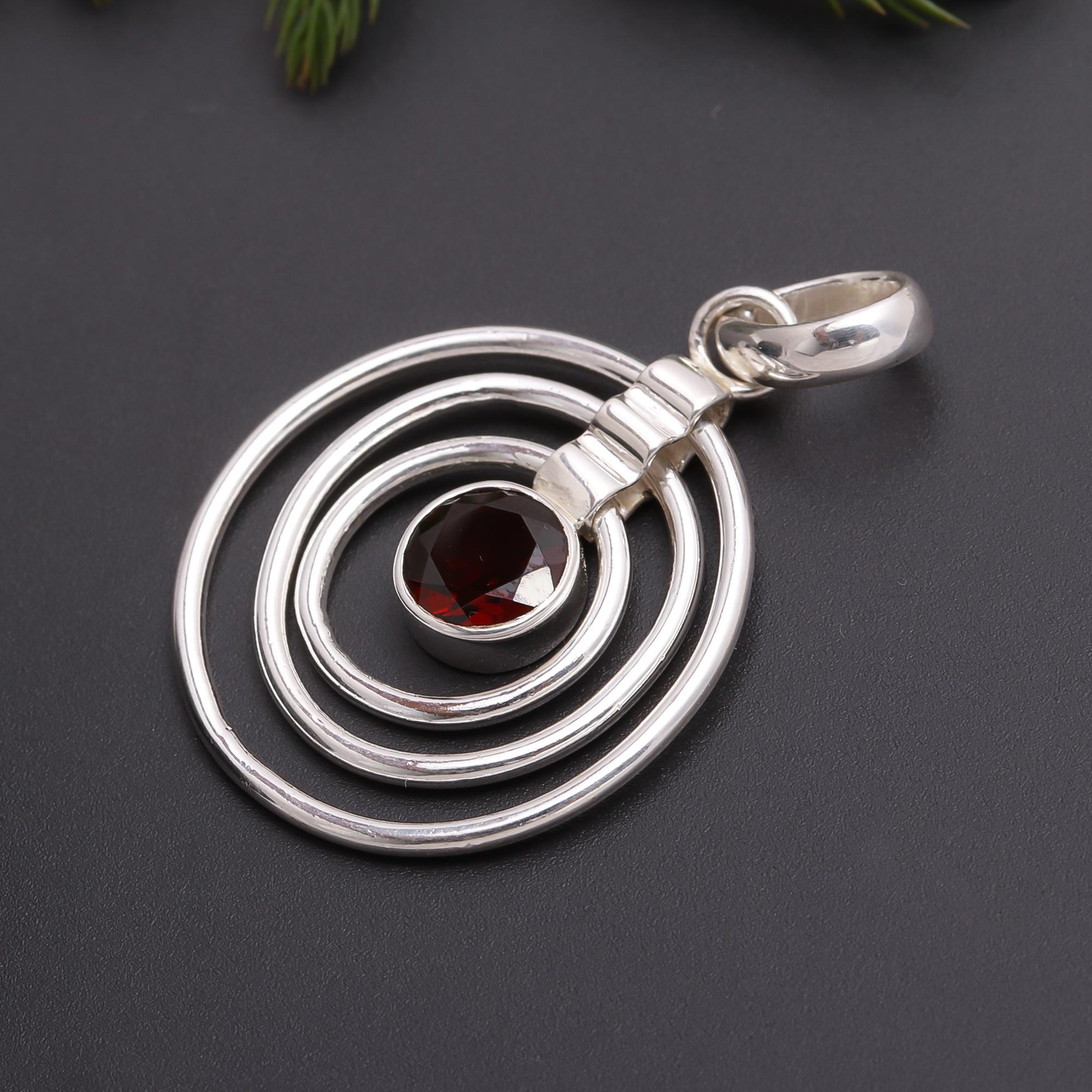 925 Silver Garnet Pendant