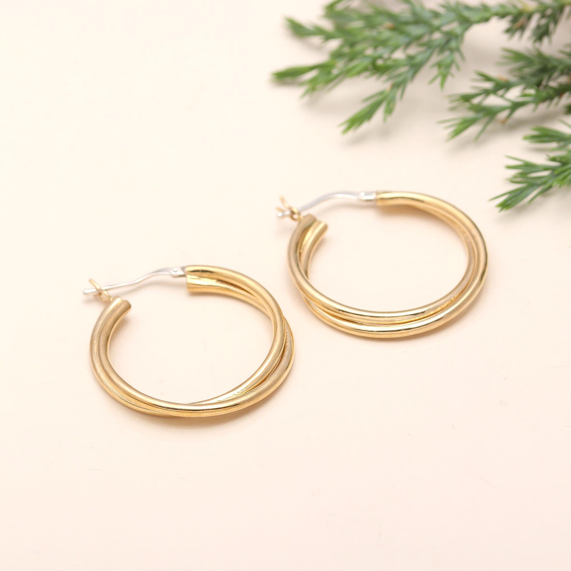 The Golden Twin: Double Band Gold Hoop Earrings