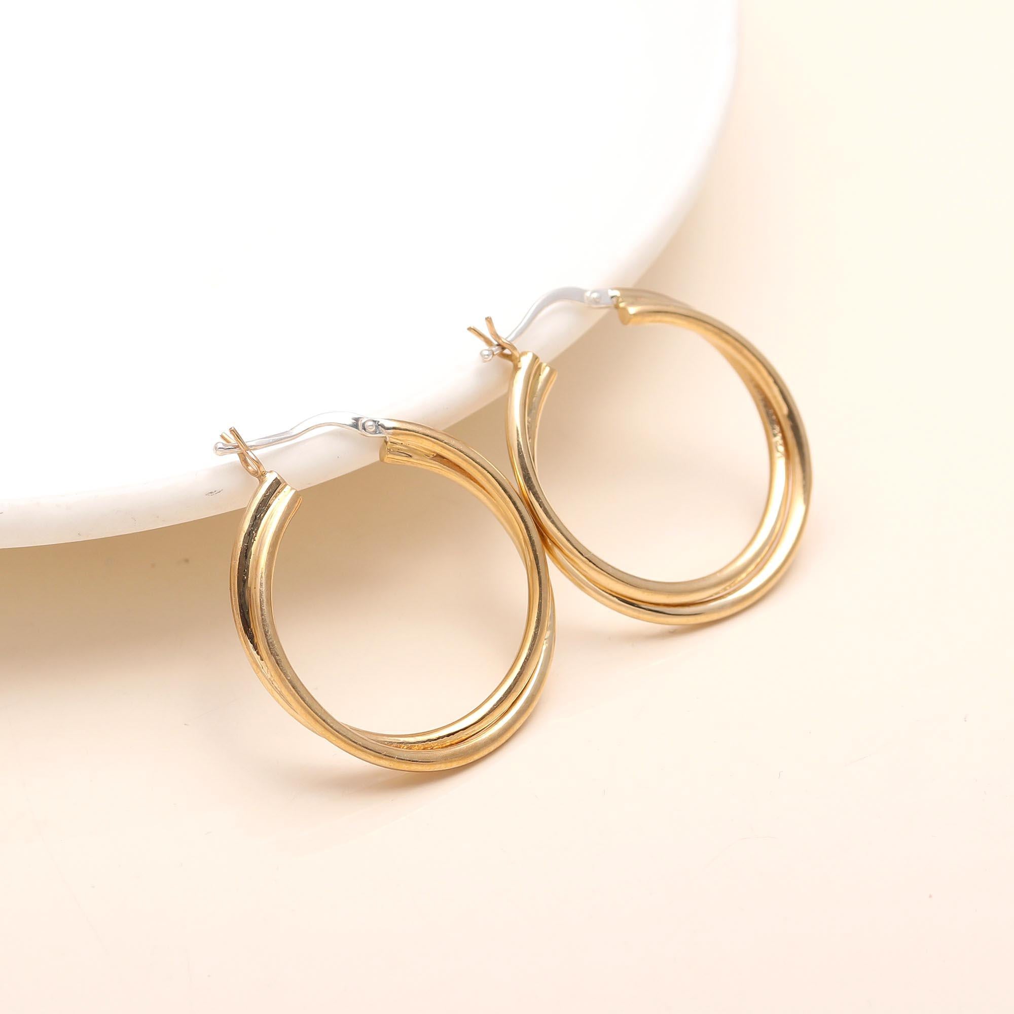 The Golden Twin: Double Band Gold Hoop Earrings