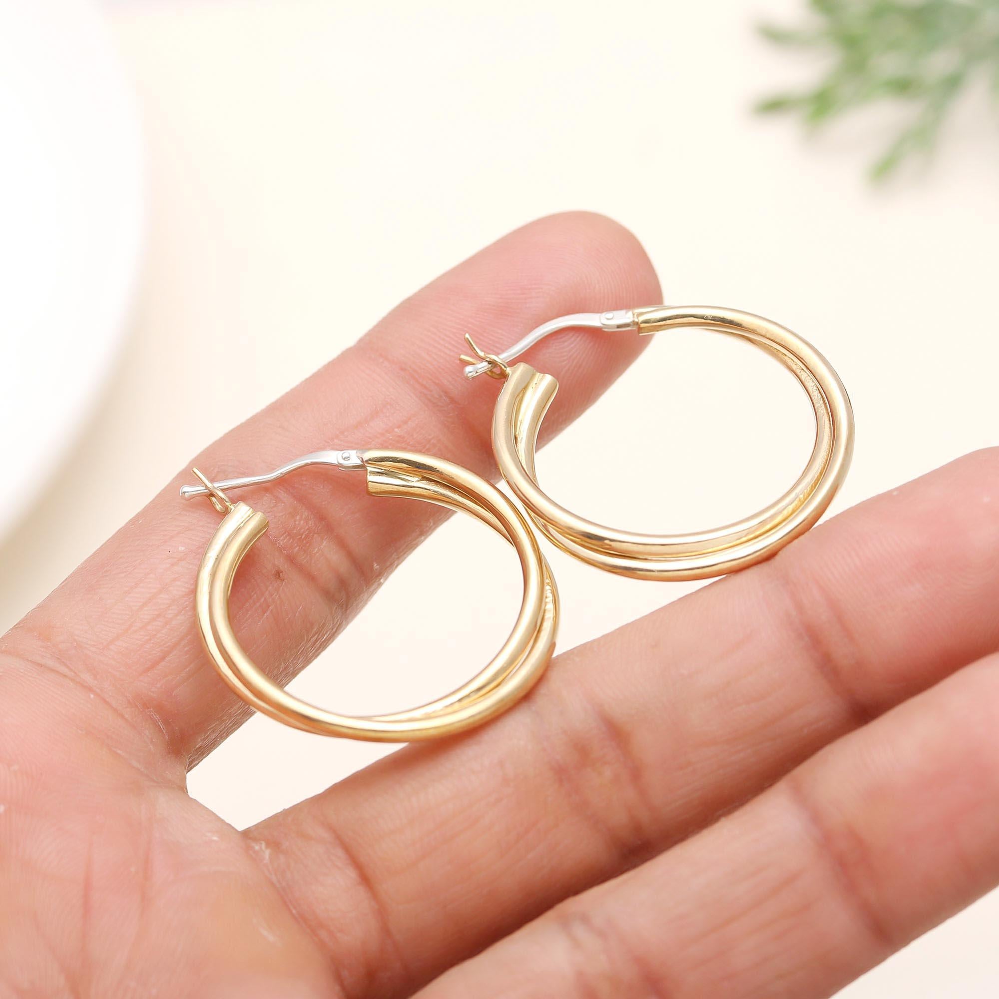 The Golden Twin: Double Band Gold Hoop Earrings