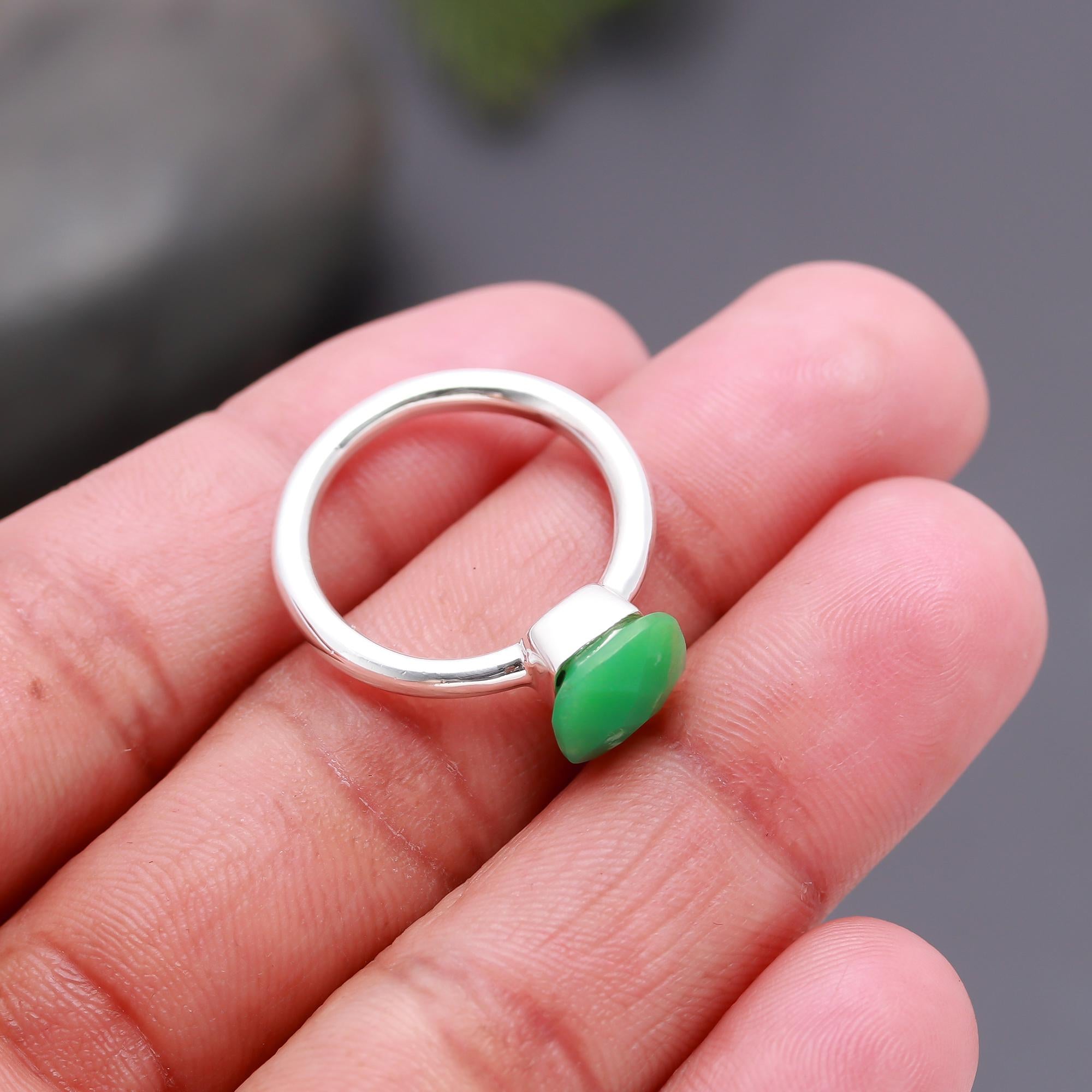 925 Silver Green Onyx Ring