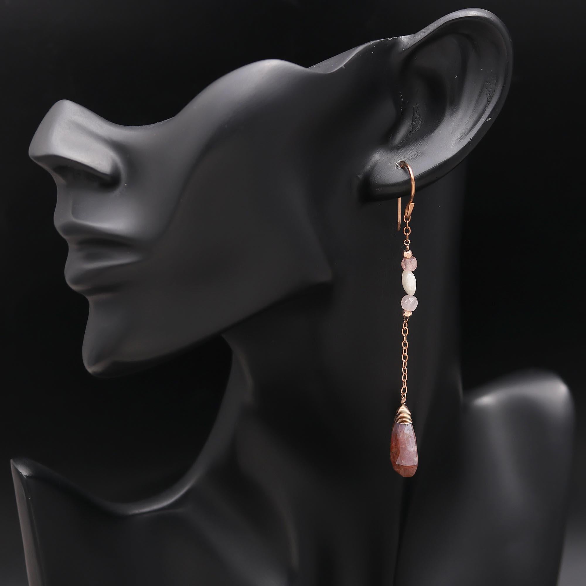 The Rose Dust Linear Chains: Mixed Gemstone Drops