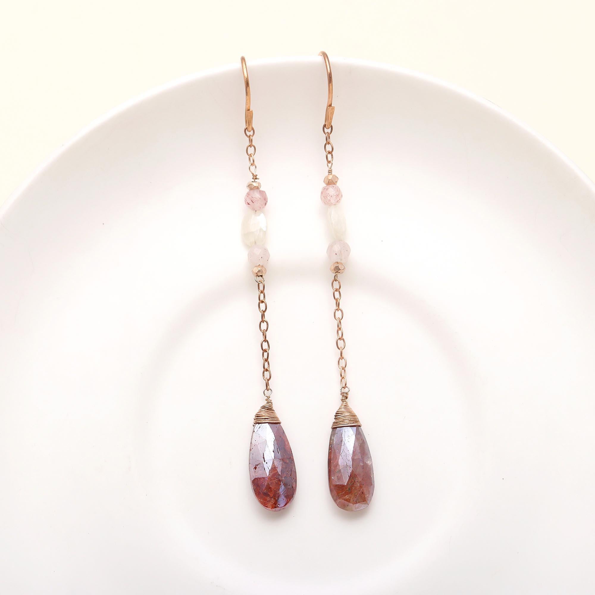 The Rose Dust Linear Chains: Mixed Gemstone Drops