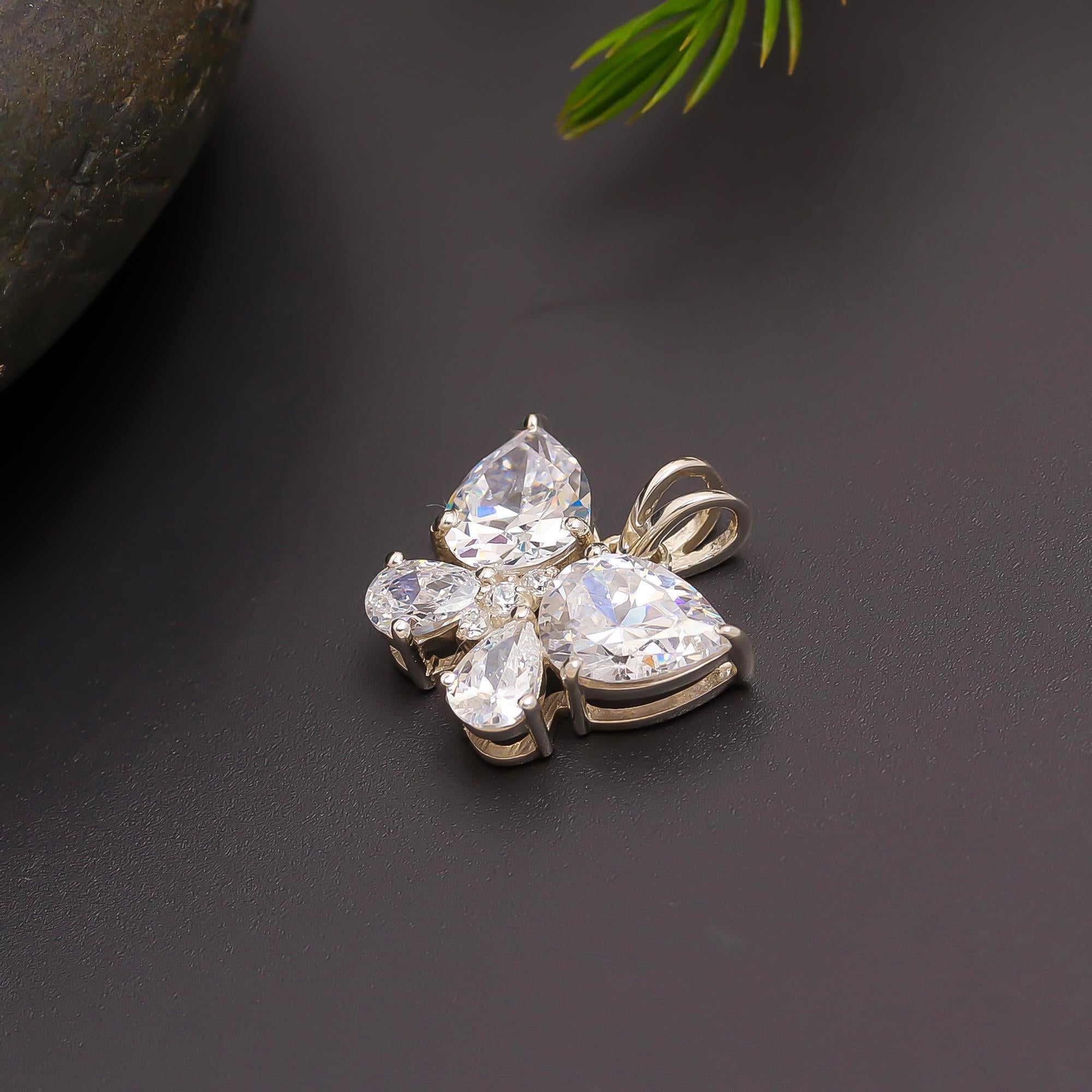 925 Silver Butterfly CZ Pendant