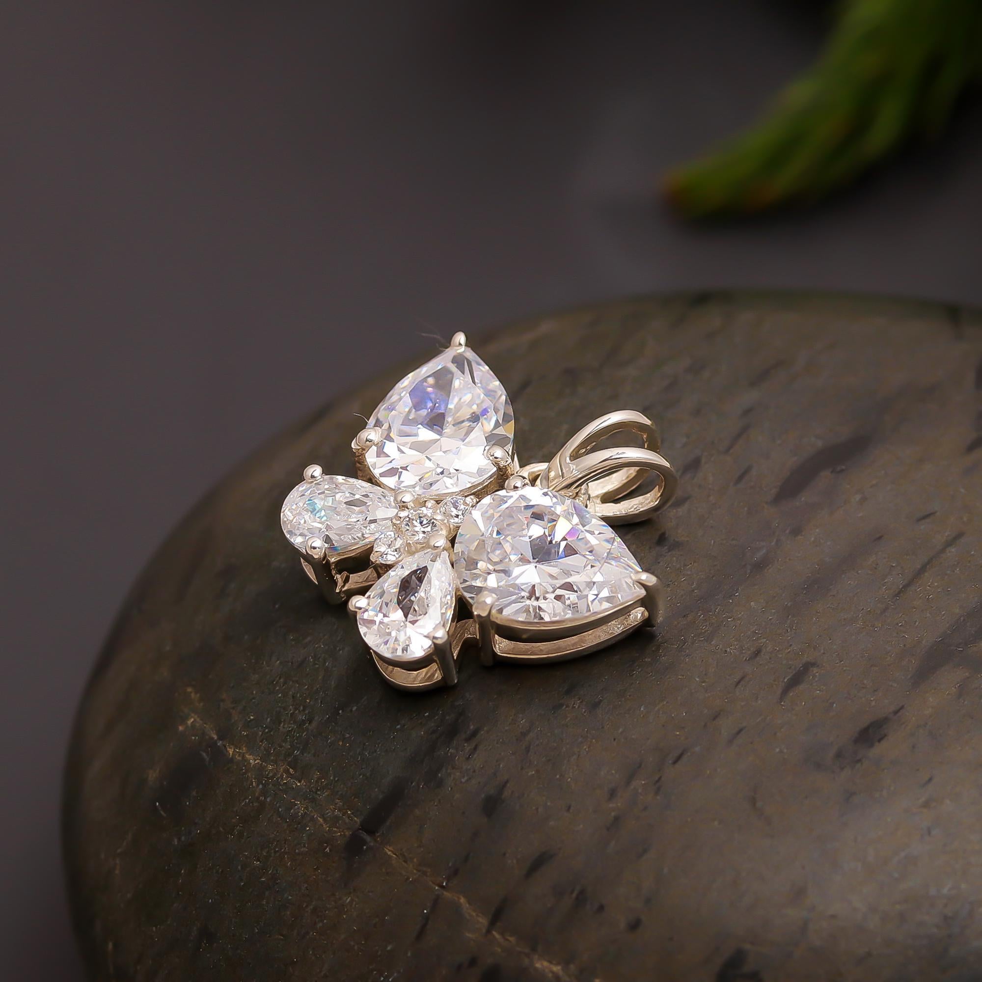 925 Silver Butterfly CZ Pendant