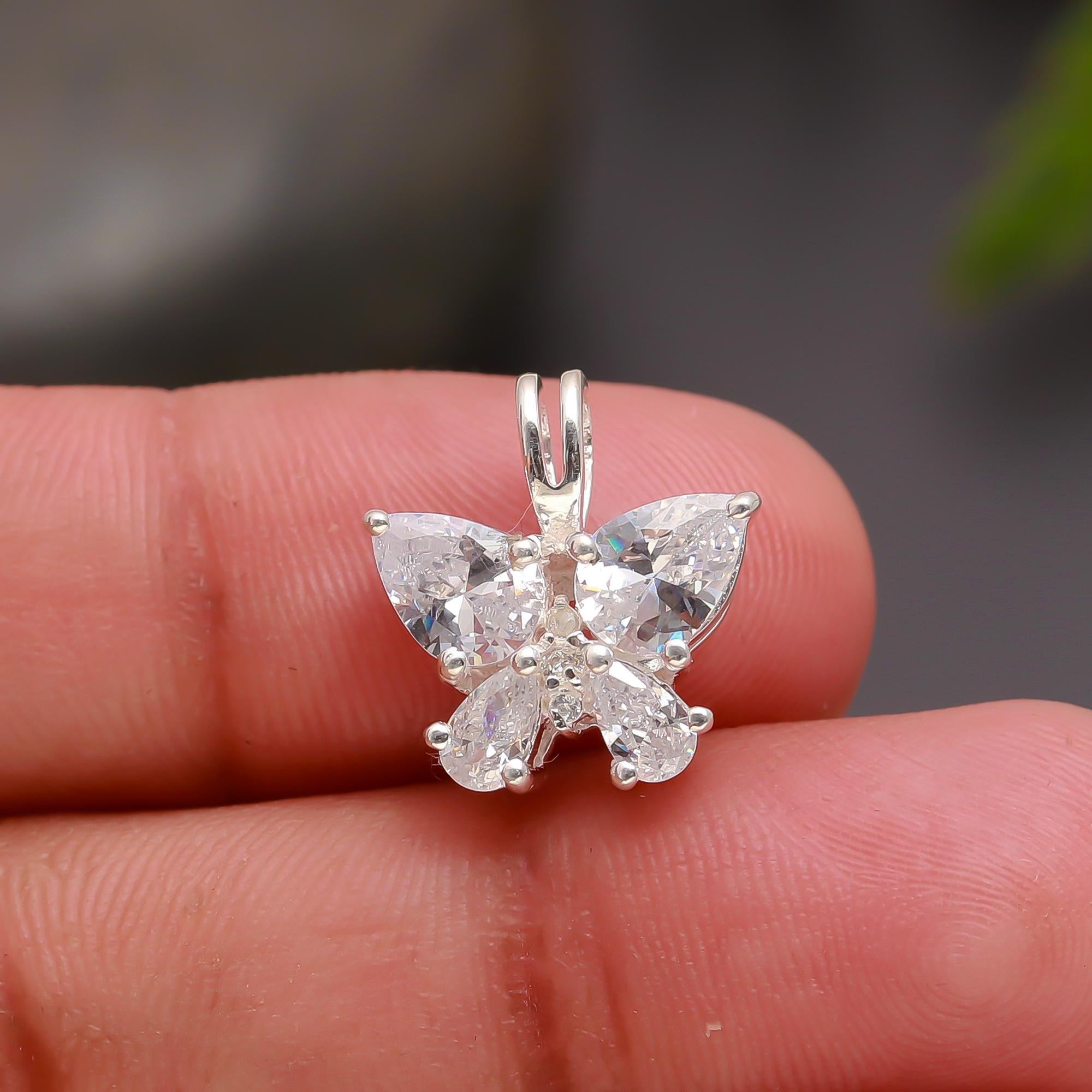 925 Silver Butterfly CZ Pendant