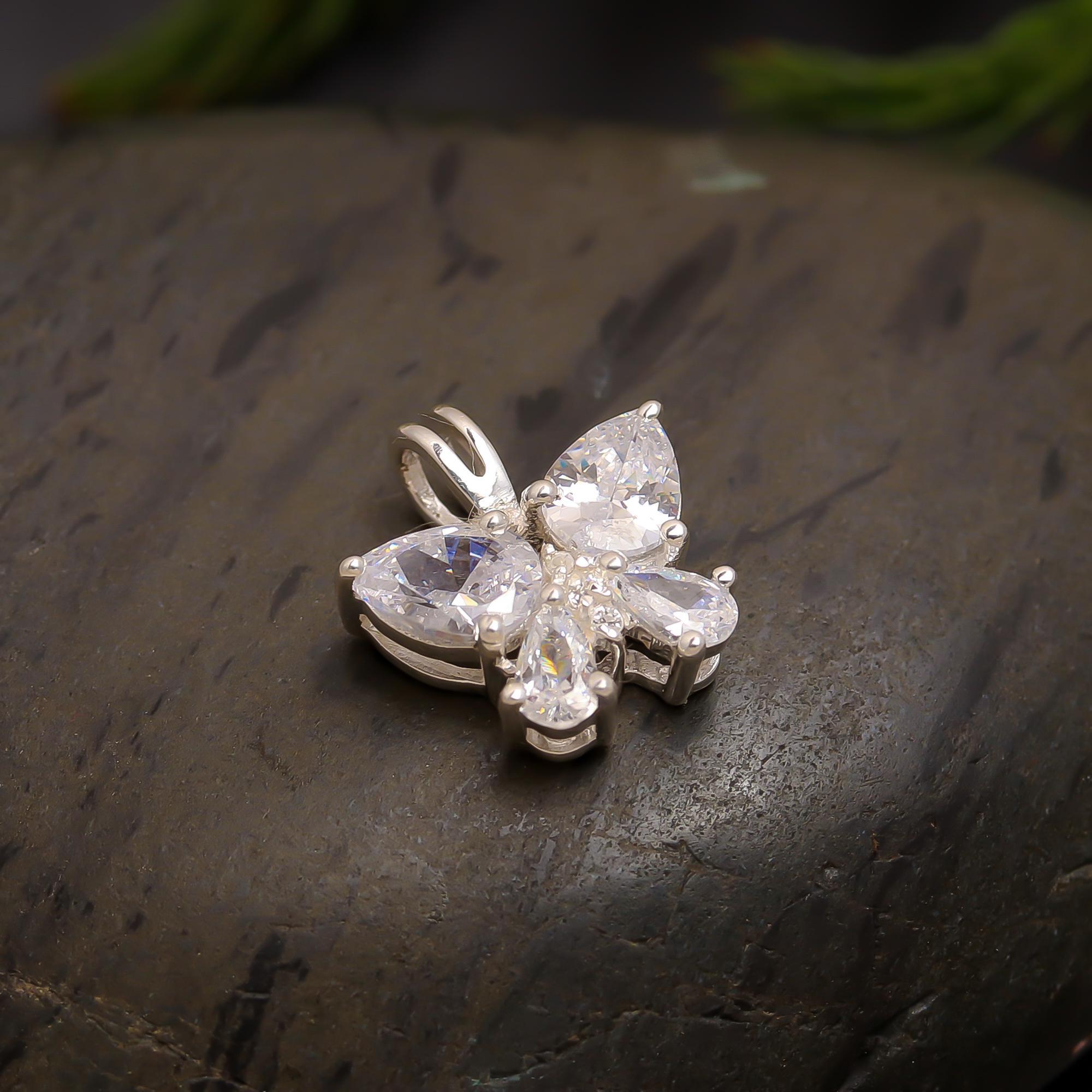 925 Silver Butterfly CZ Pendant