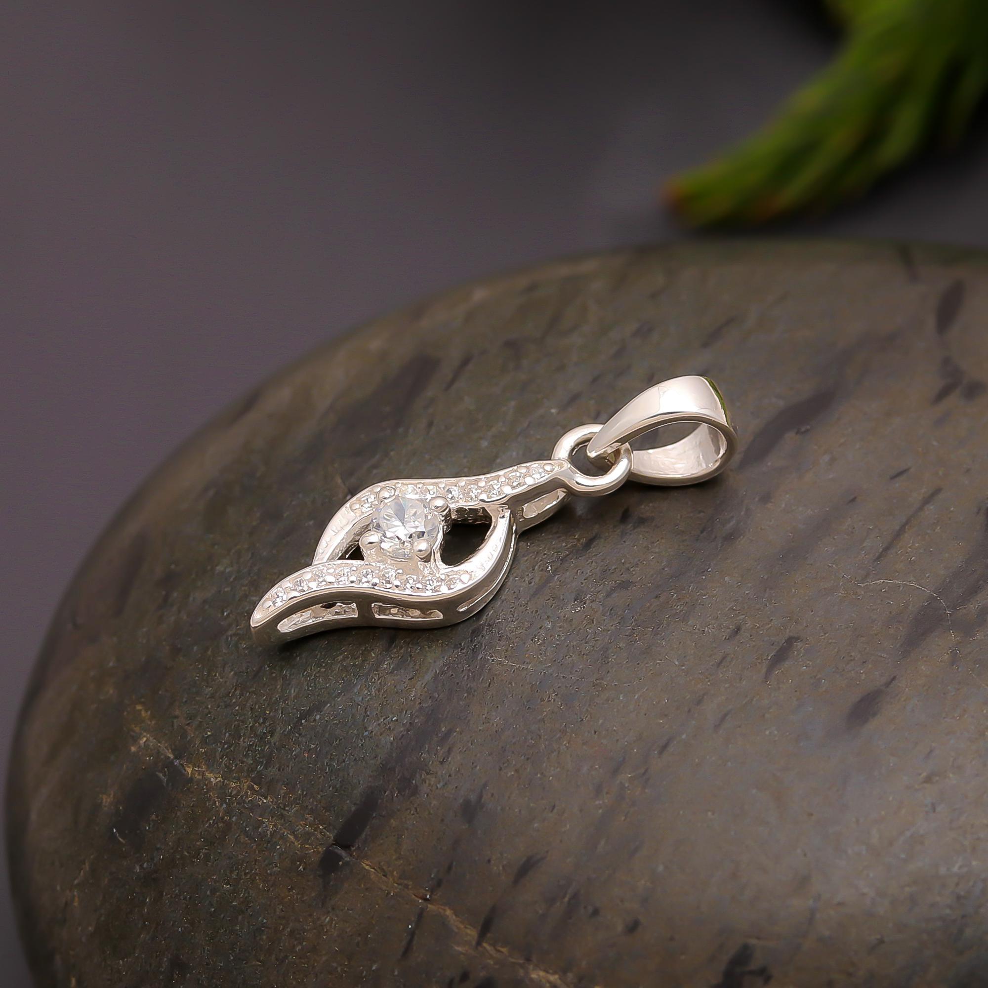 925 Silver Twist Frame CZ Pendant