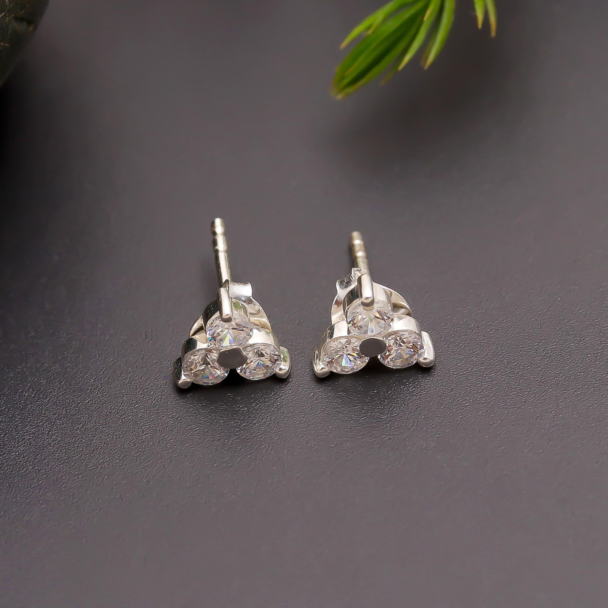 925 Silver Trio Spark Stud Earrings