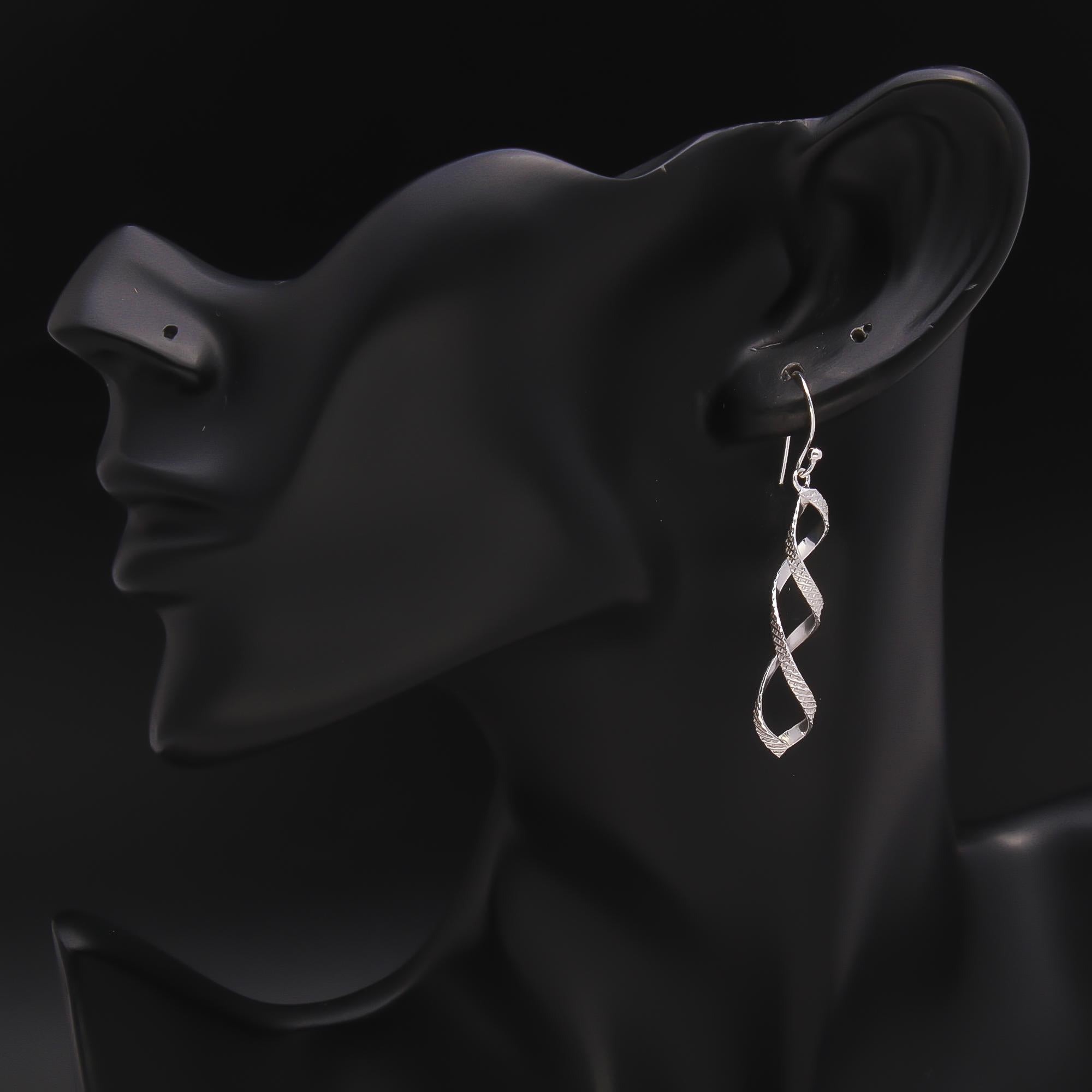 925 Silver Twisted Spiral Drop Earrings