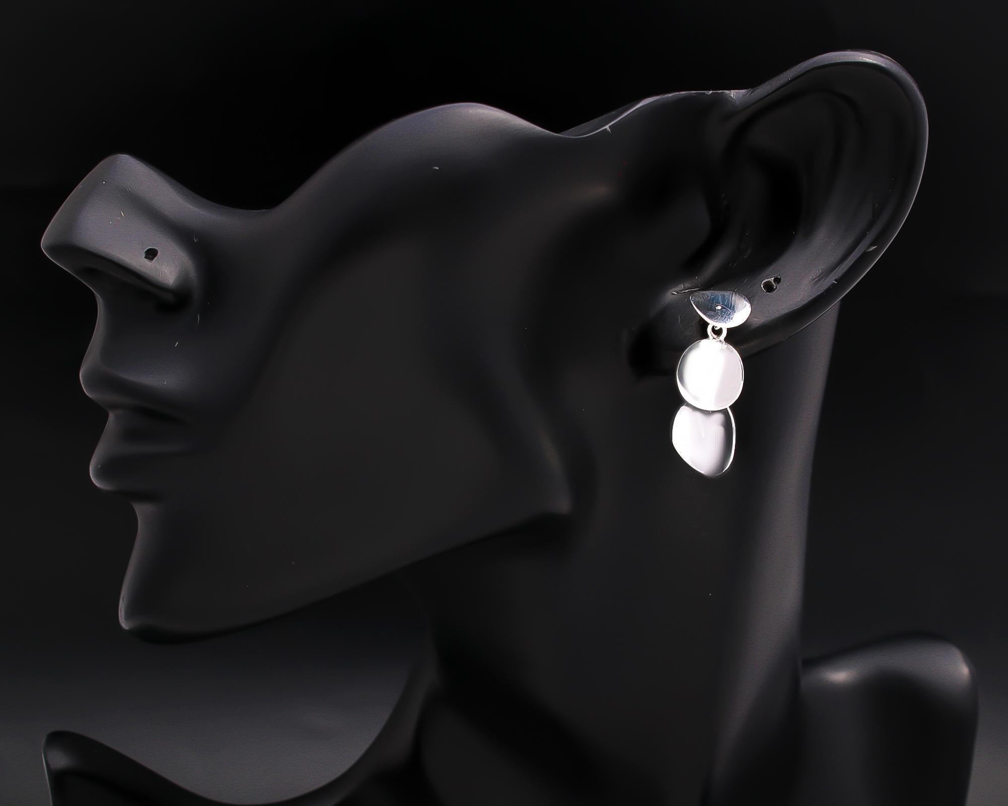 925 Silver Abstract Petal Disc Earrings