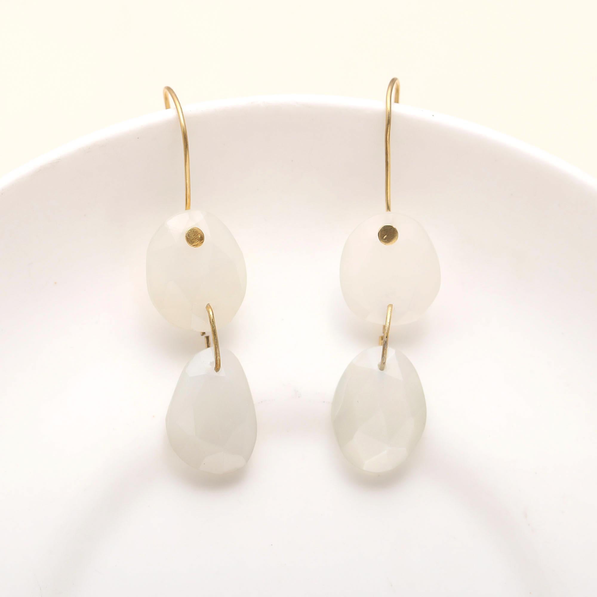 The Moonlit Drop: White Chalcedony Organic Earrings