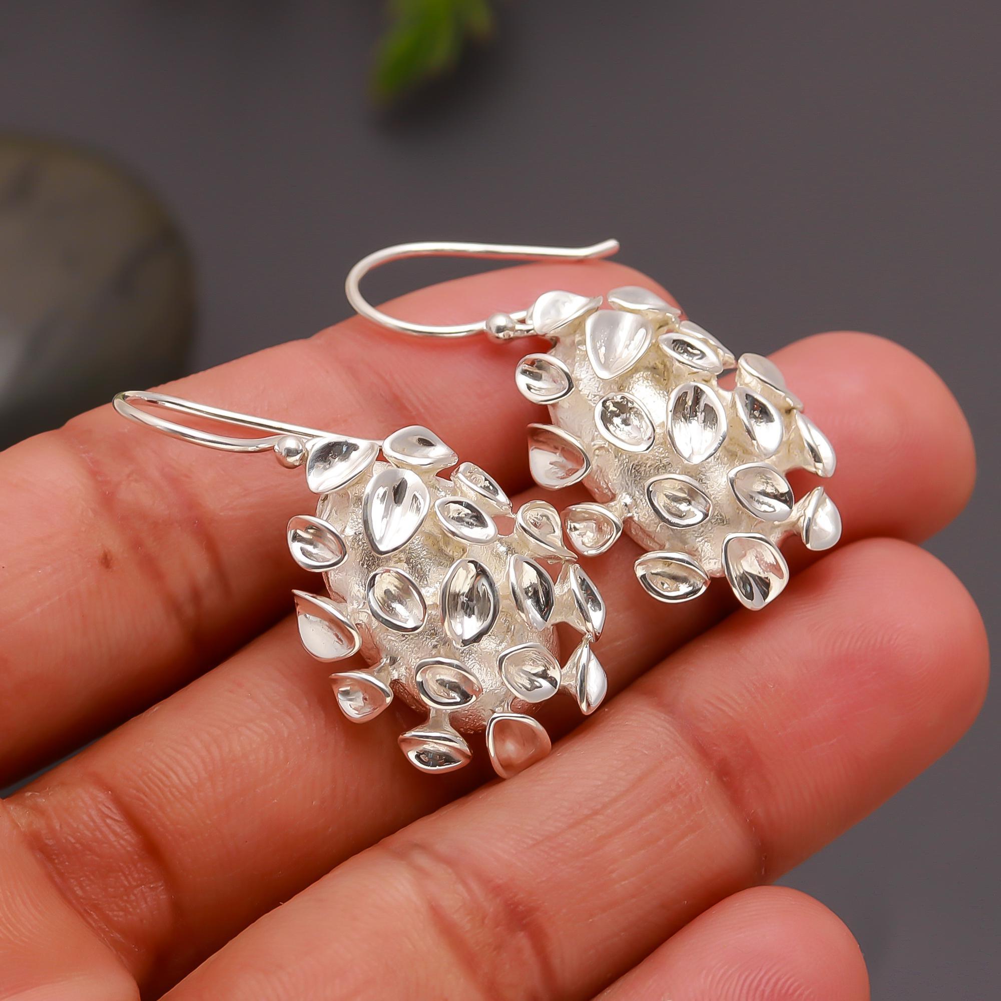925 Sterling Silver Textured Drop Earrings
