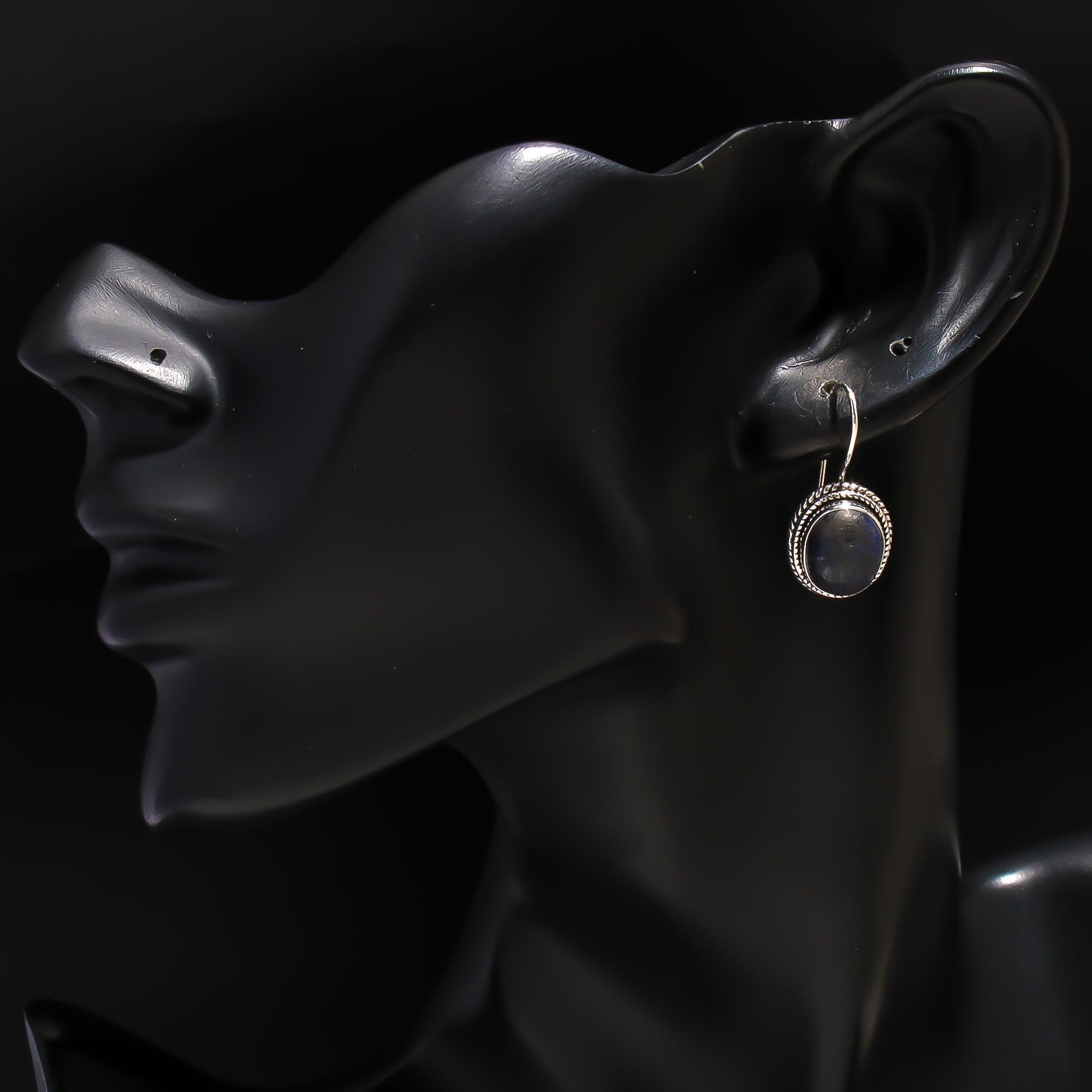 925 Silver Oval Lapis Lazuli Drop Earrings