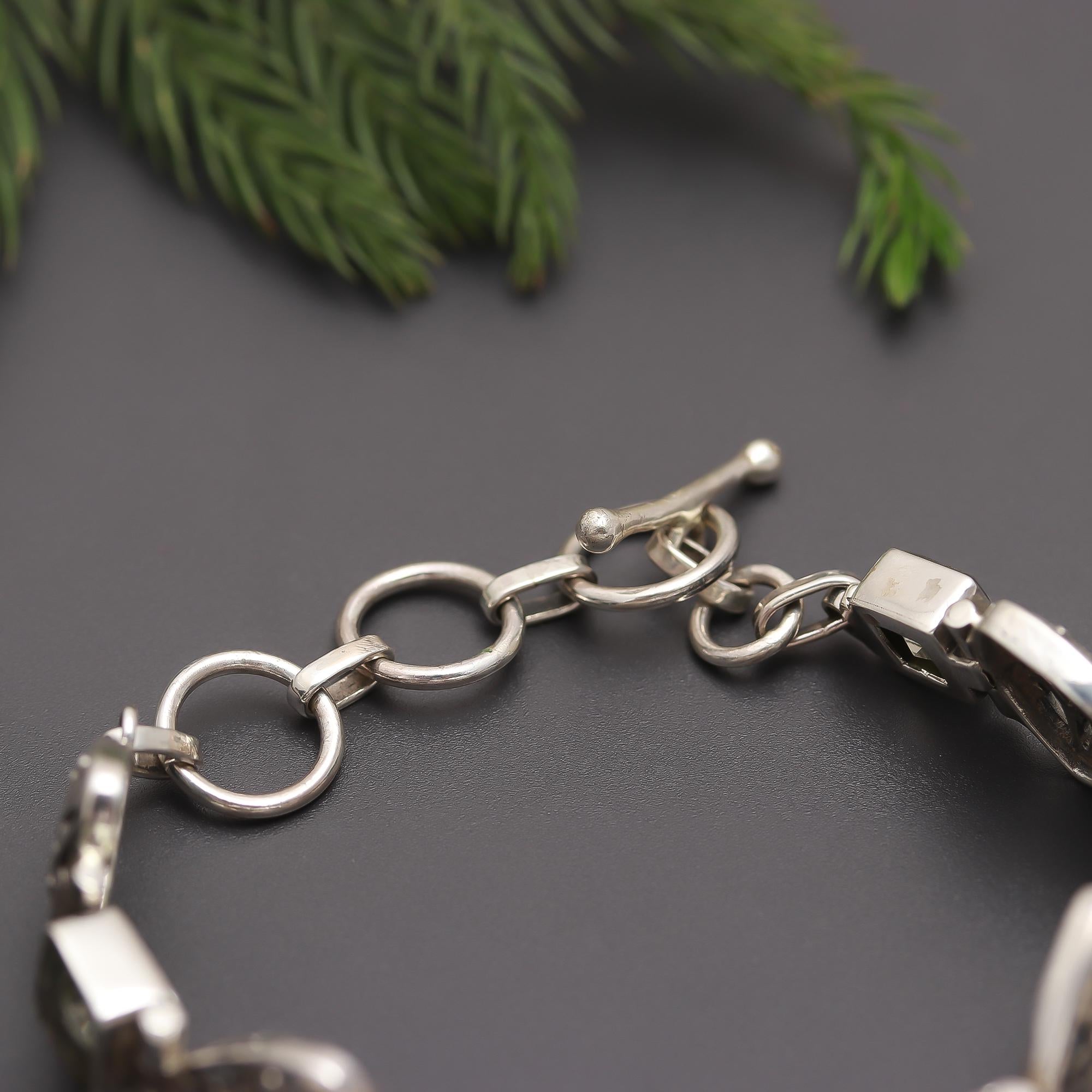 925 Silver Filigree Green Amethyst Bracelet