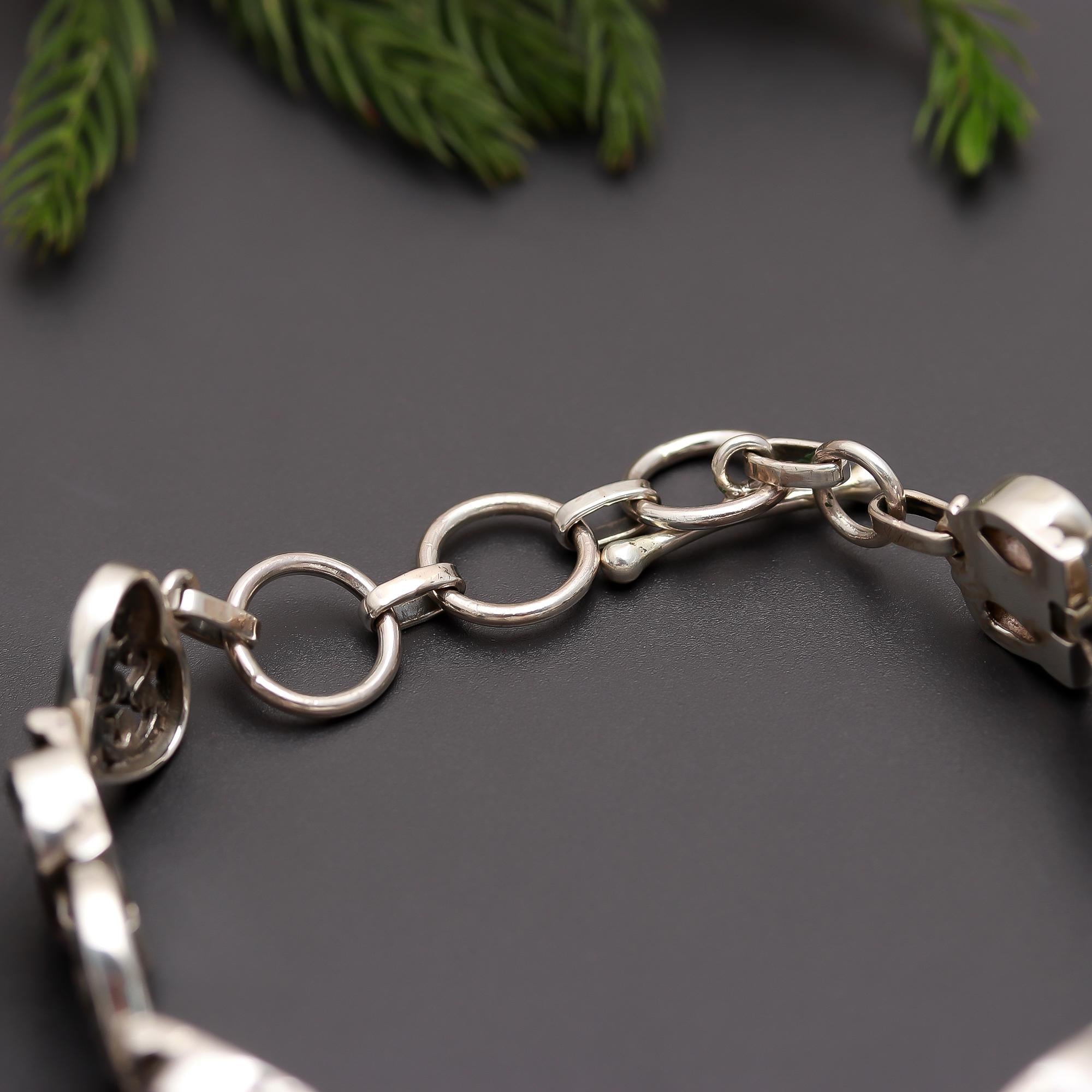 925 Silver Floral Filigree Amethyst Bracelet